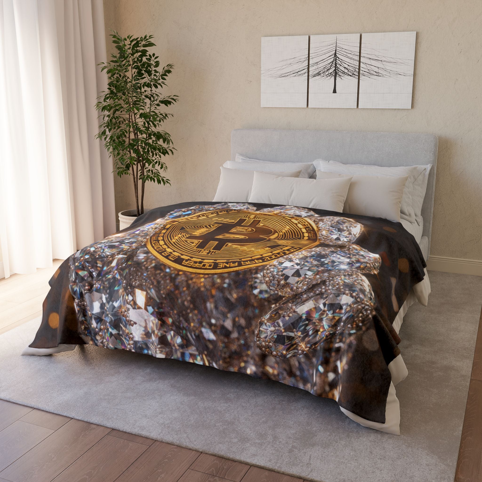Diamond Hand Bitcoin Soft Polyester Blanket