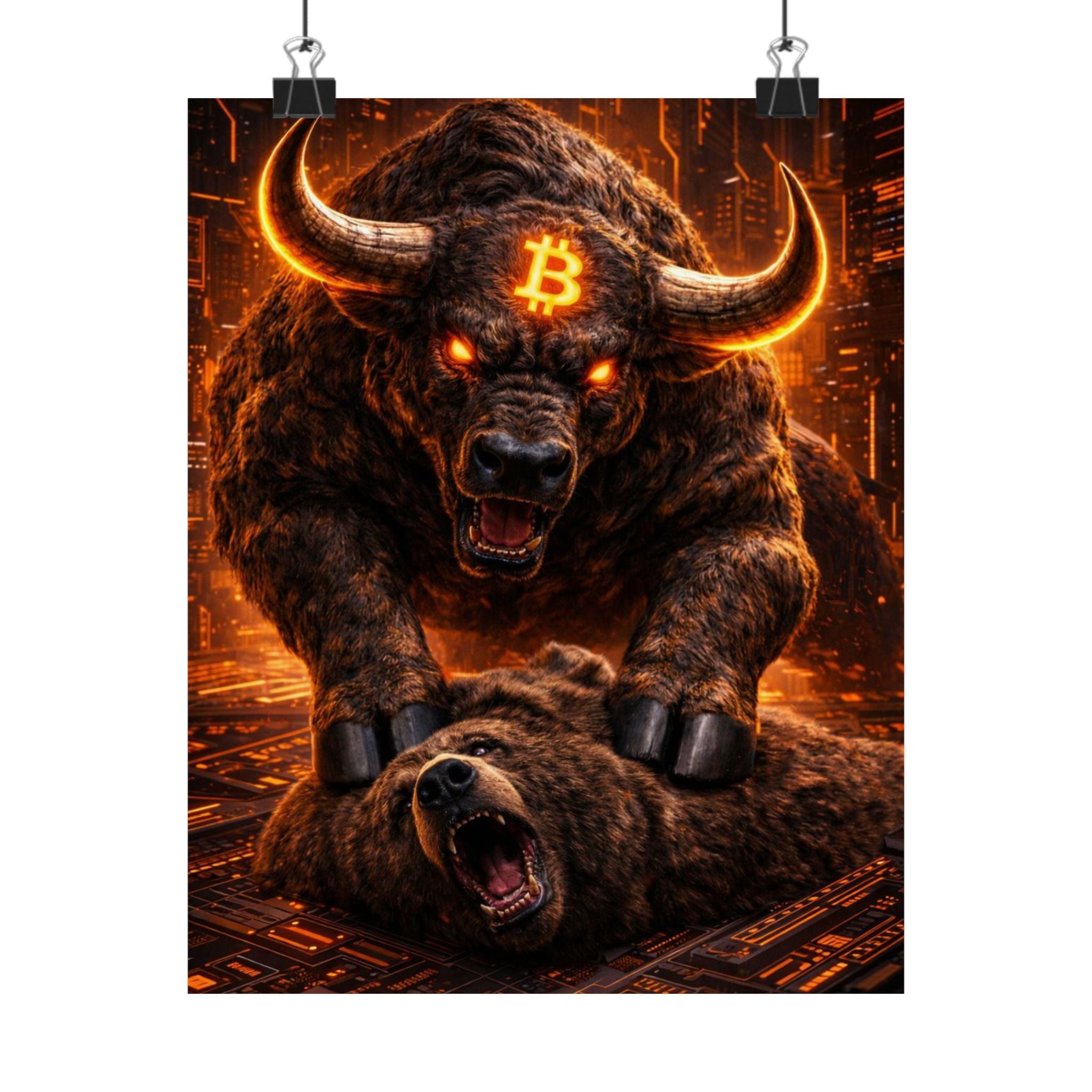 Bulls vs Bears Matte Vertical Posters