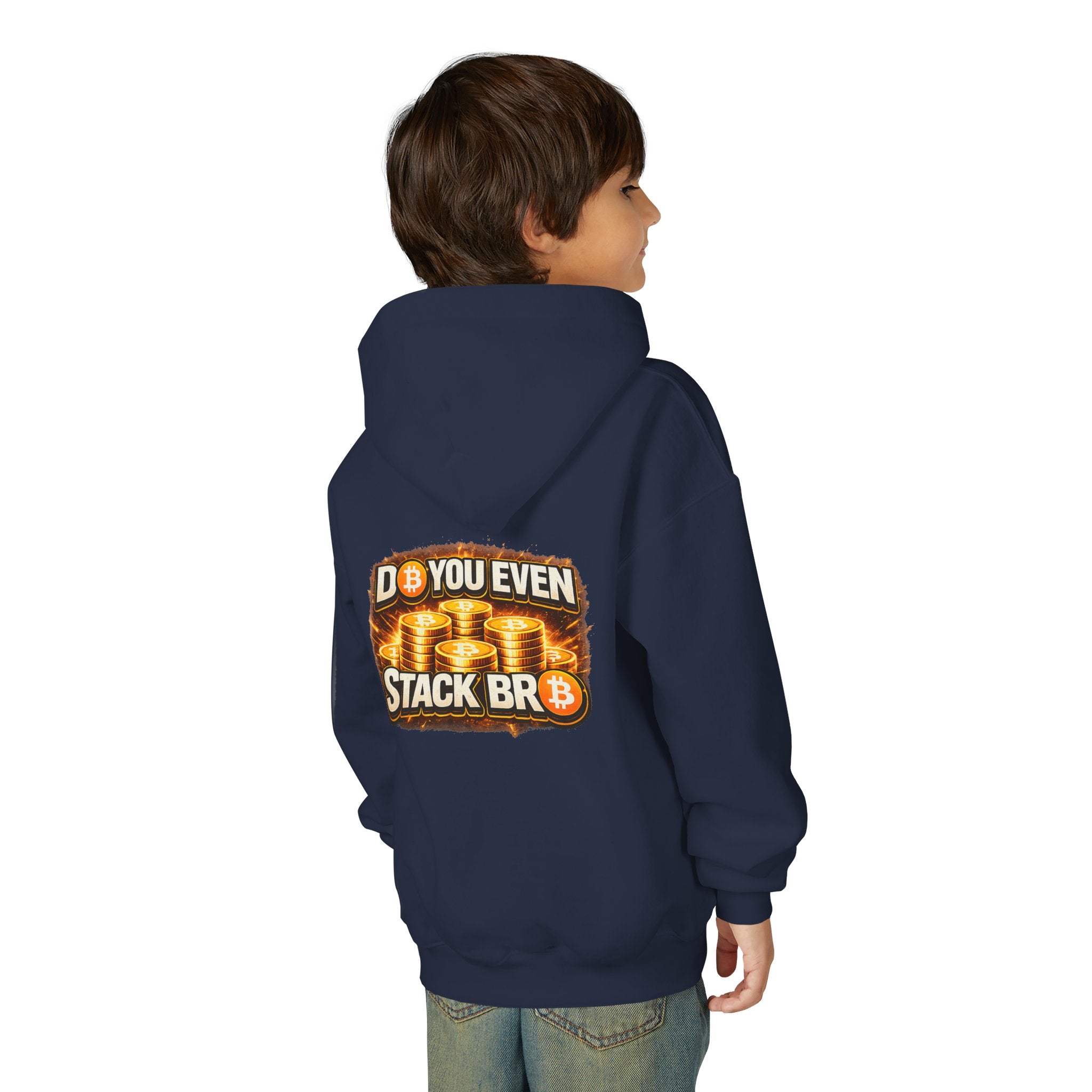 Bitcoin Logo Double Sided Youth Heavy Blend Hooded Sweatshirt