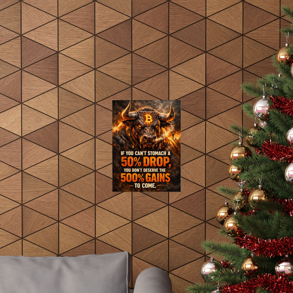 Bitcoin Bull Gains Matte Vertical Posters