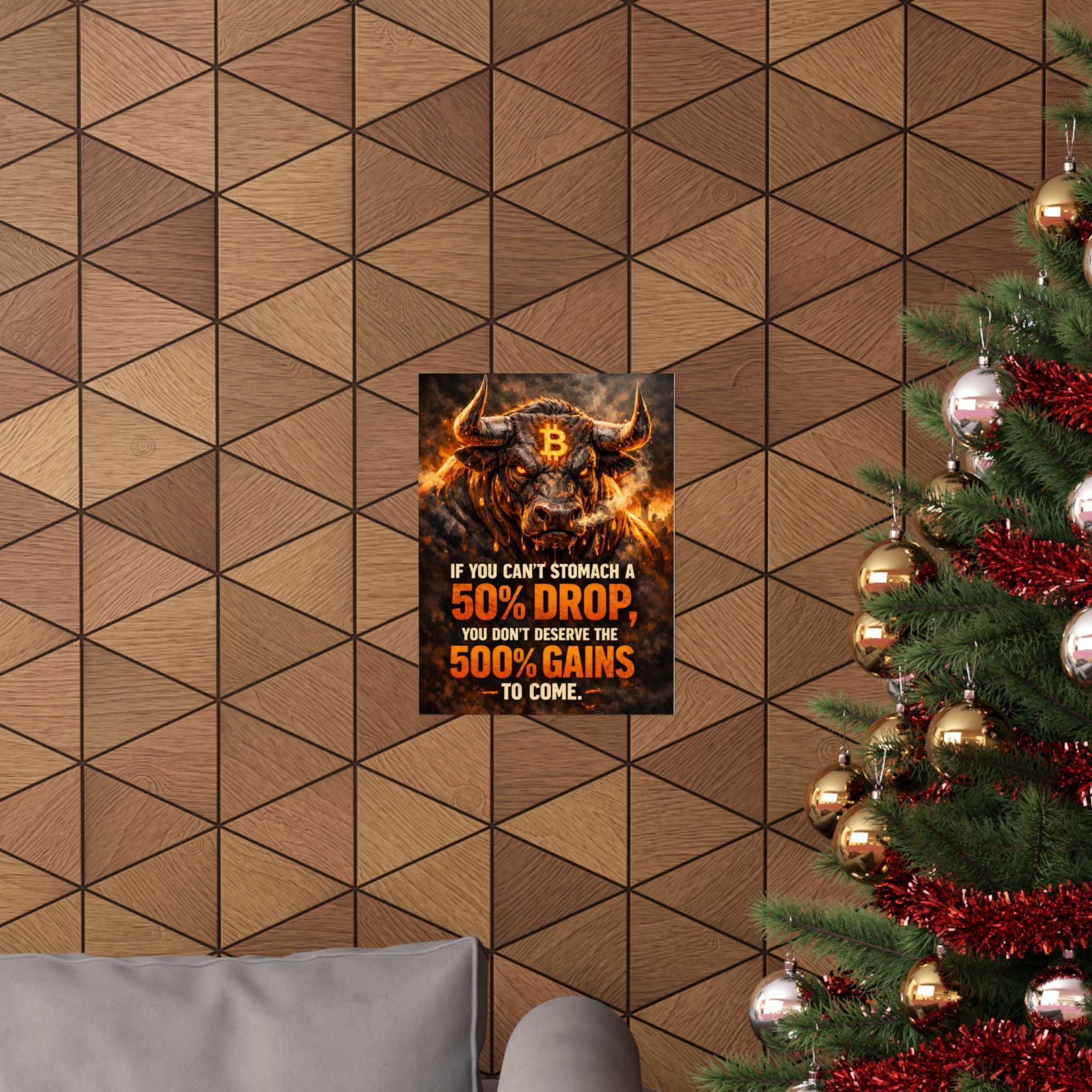 Bitcoin Bull Gains Matte Vertical Posters