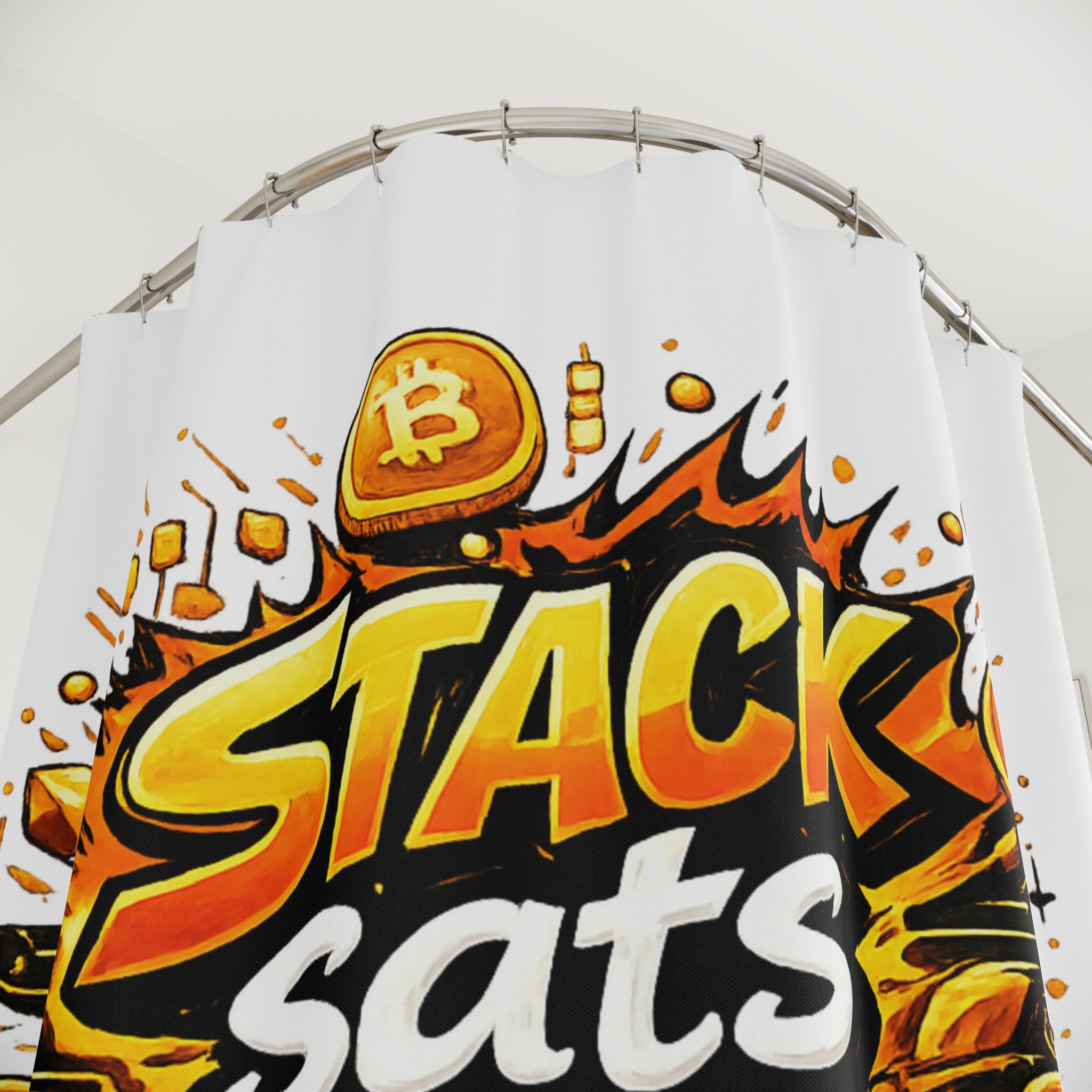Stack Bitcoin like a Maniac Abstract Shower Curtains