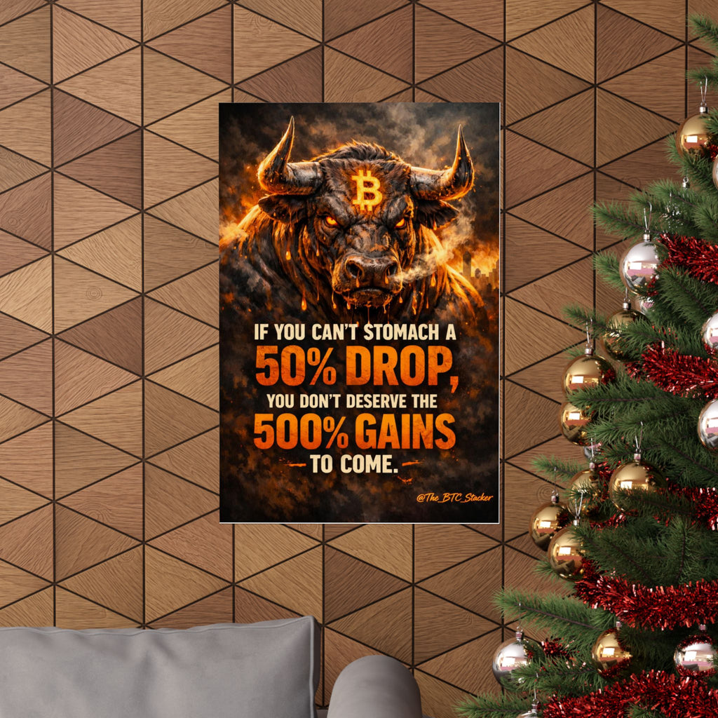 Bitcoin Bull Gains Matte Vertical Posters