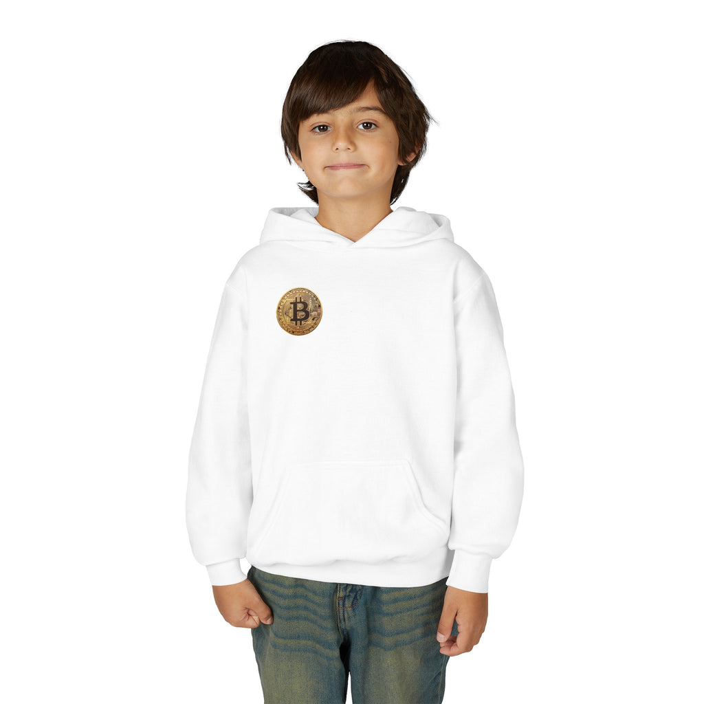 Bitcoin Logo Double Sided Youth Heavy Blend Hooded Sweatshirt