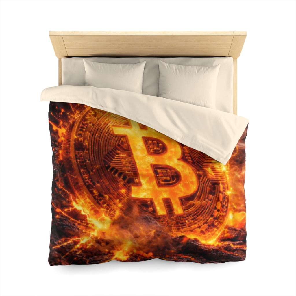 Flaming Bitcoin Microfiber Duvet Cover