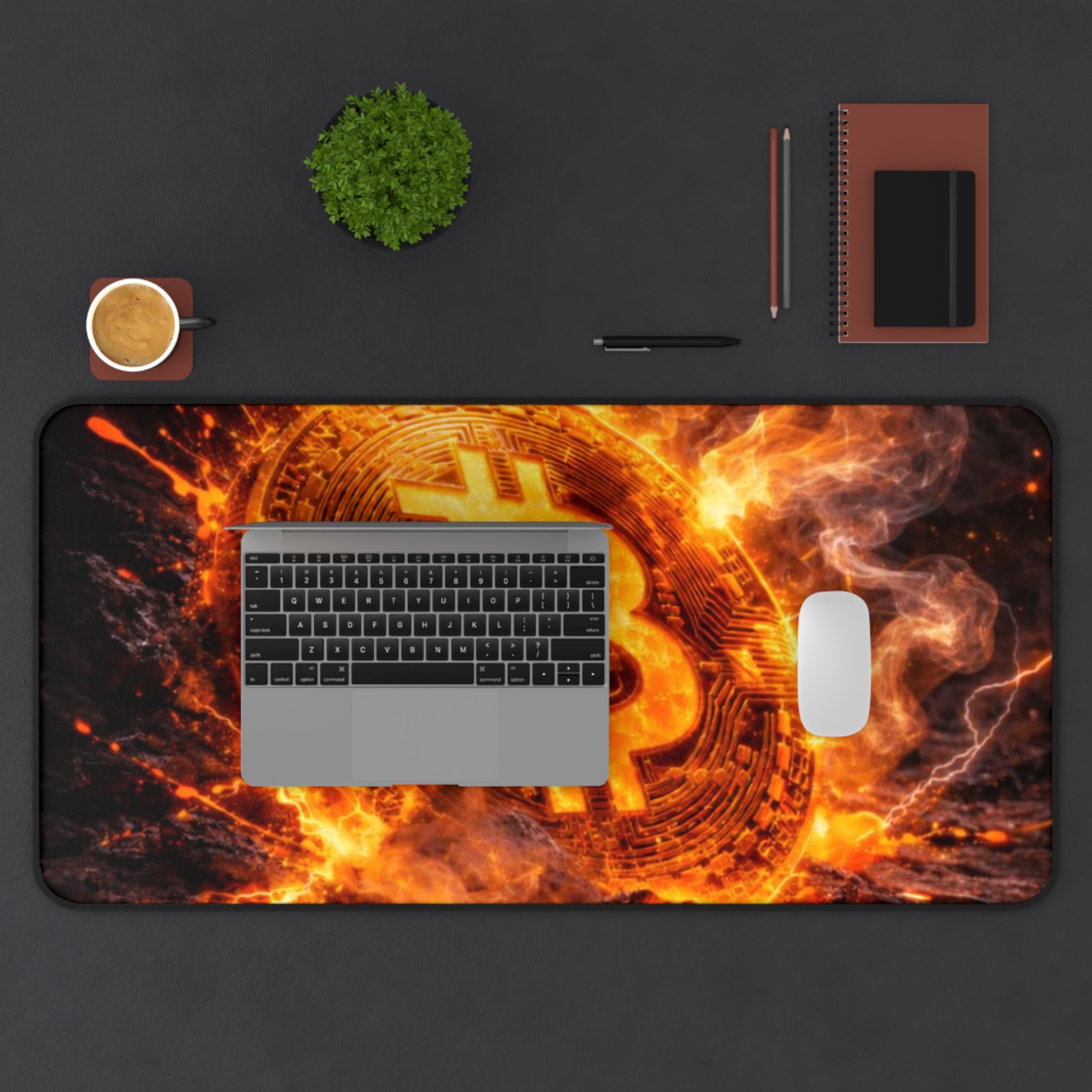 Flaming Bitcoin Desk Mat