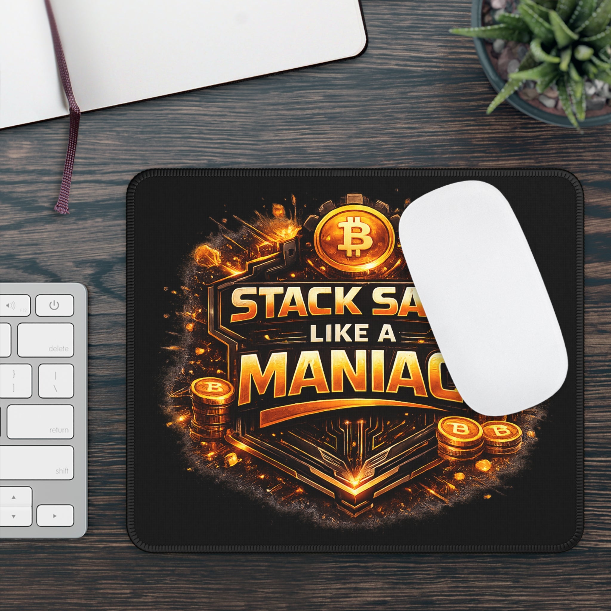 Stack Sats like a Maniac Emblem Gaming Mouse Pad