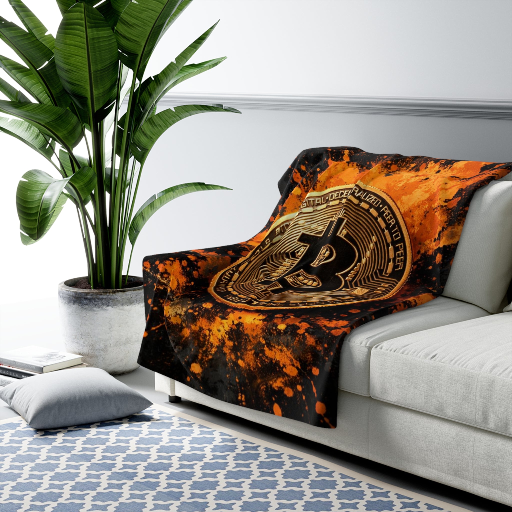 Bitcoin Full Art Sherpa Fleece Blanket