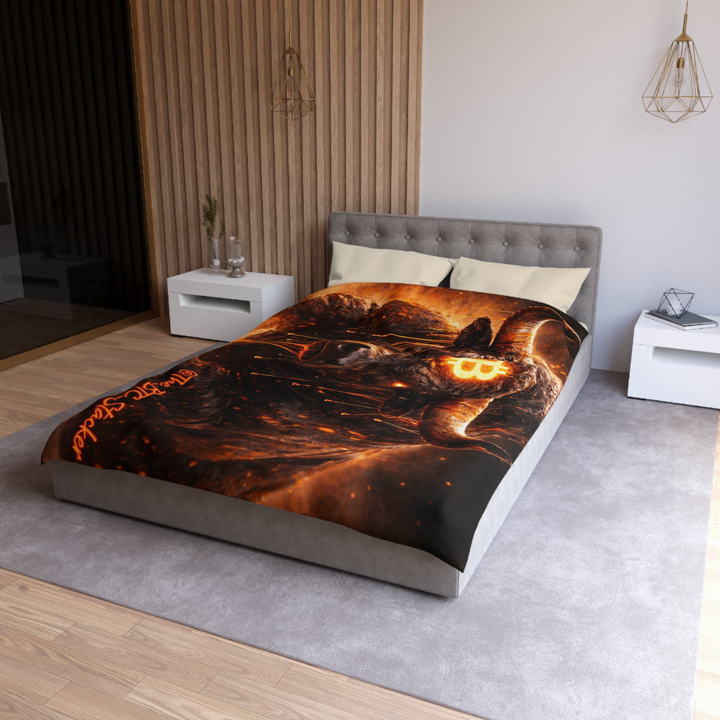 Bitcoin Bull Orange Eyes Microfiber Duvet Cover