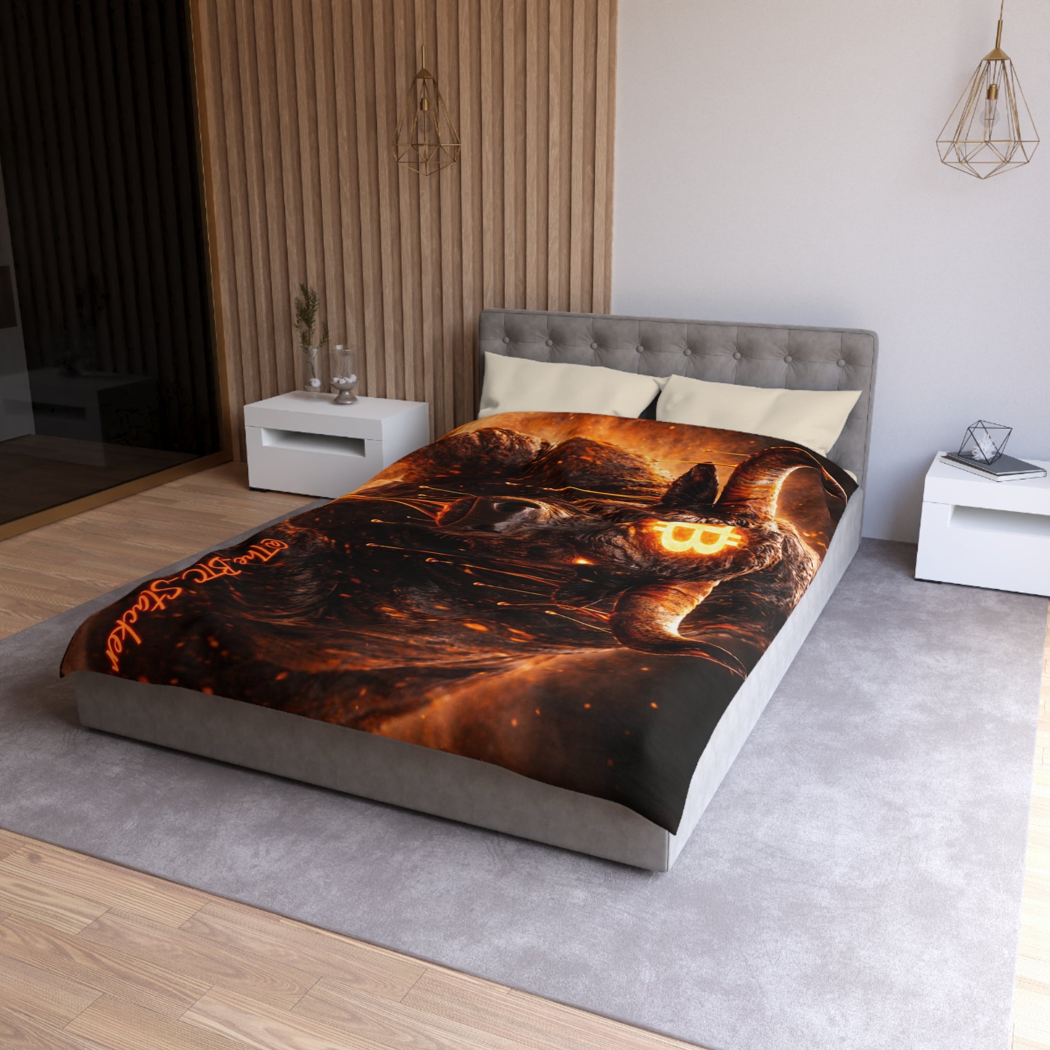 Bitcoin Bull Orange Eyes Microfiber Duvet Cover