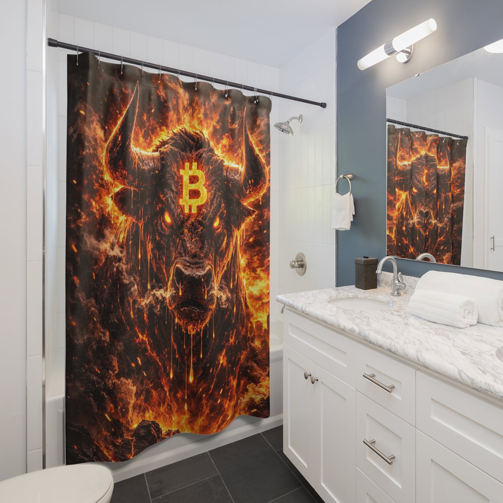 Bitcoin Bull Abstract Shower Curtains