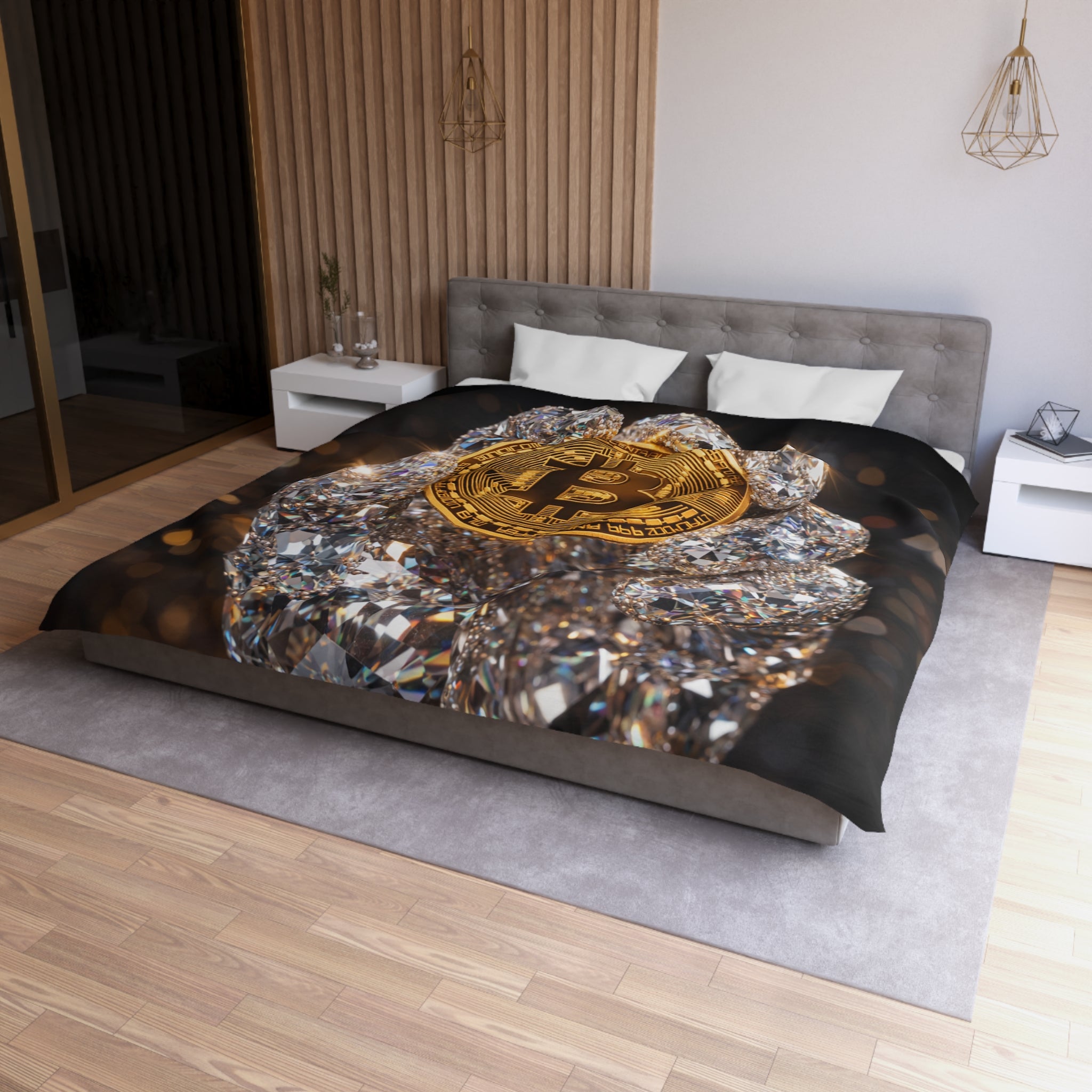 Diamond Hand Bitcoin Microfiber Duvet Cover