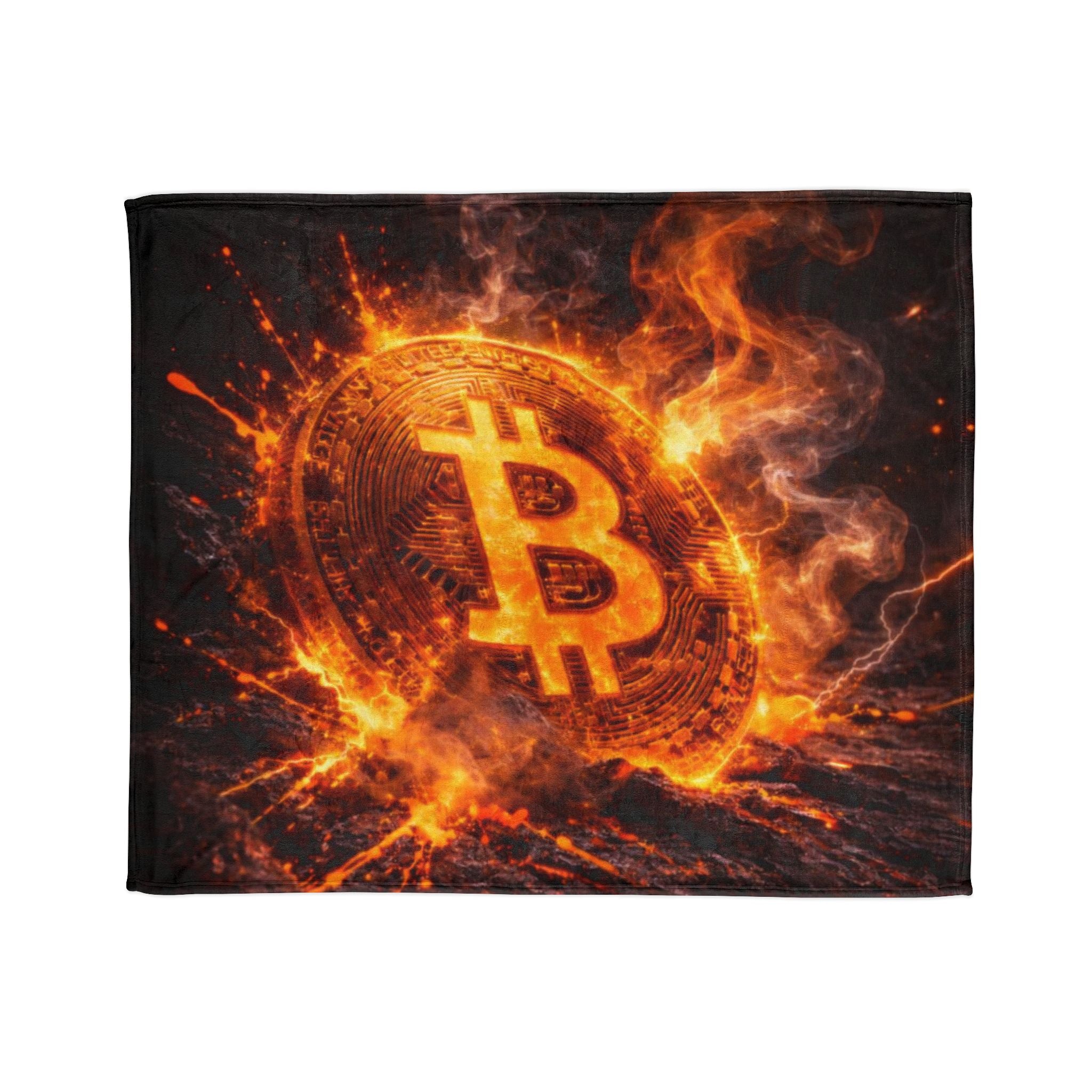 Flaming Bitcoin Soft Polyester Blanket