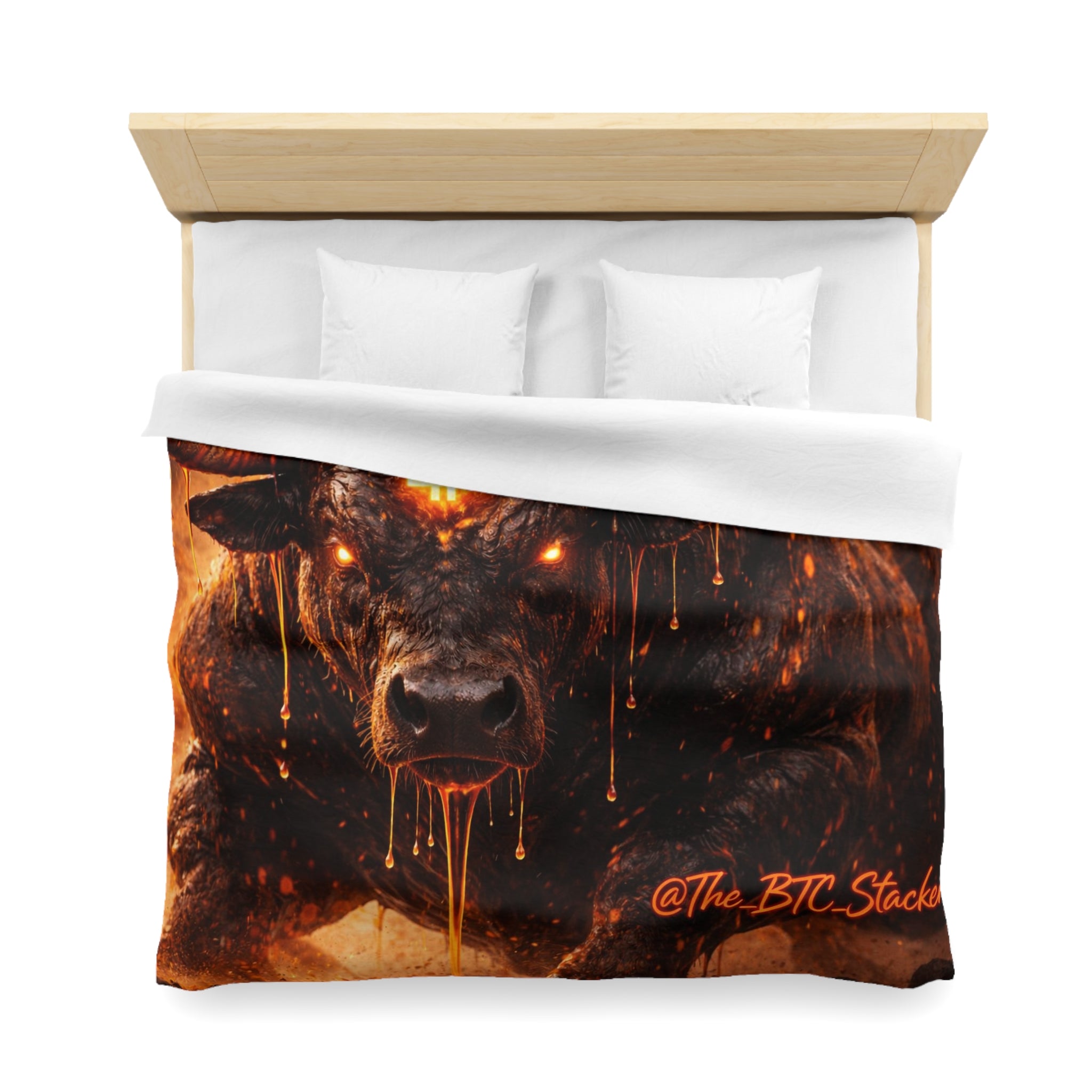 Bitcoin Bull Orange Eyes Microfiber Duvet Cover