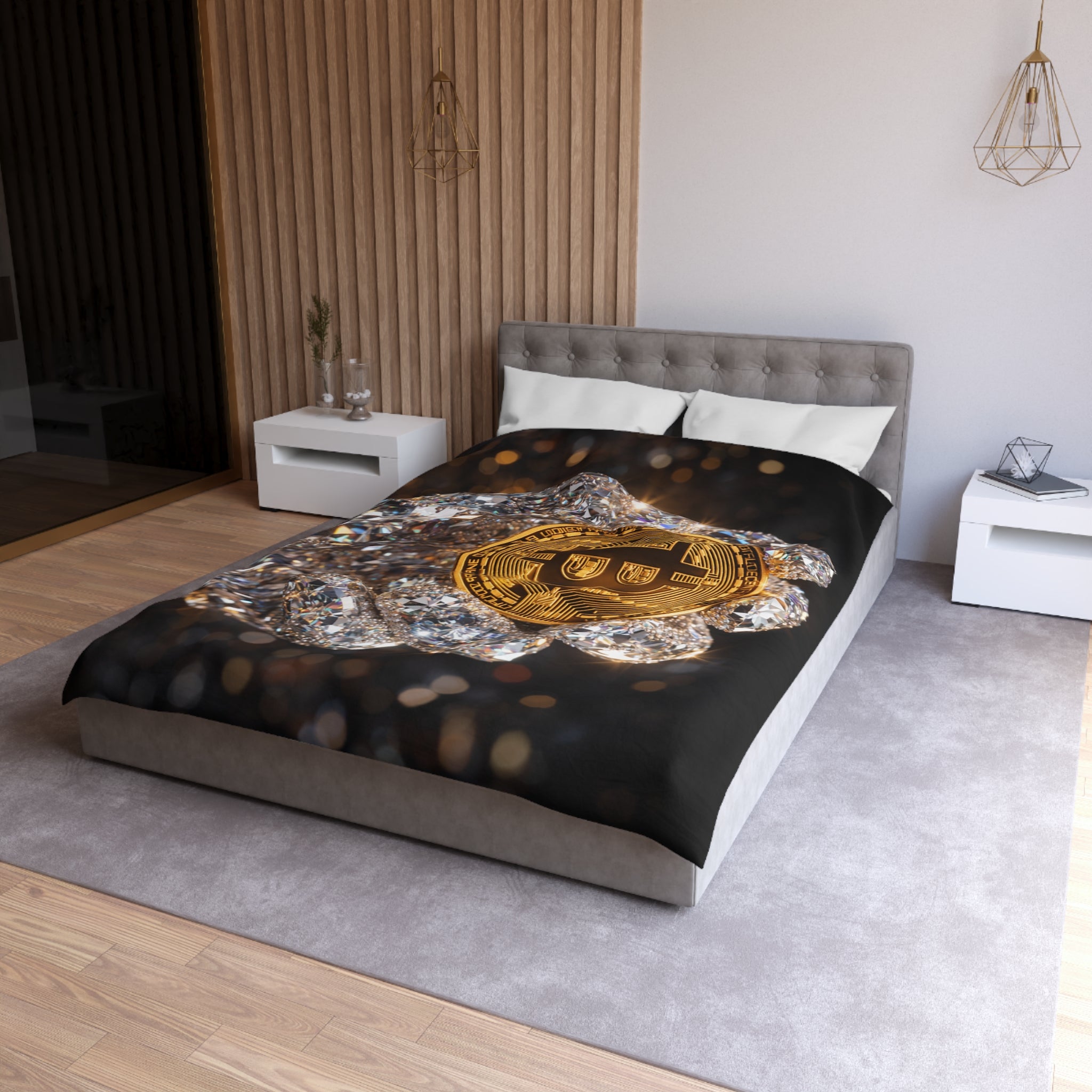 Diamond Hand Bitcoin Microfiber Duvet Cover