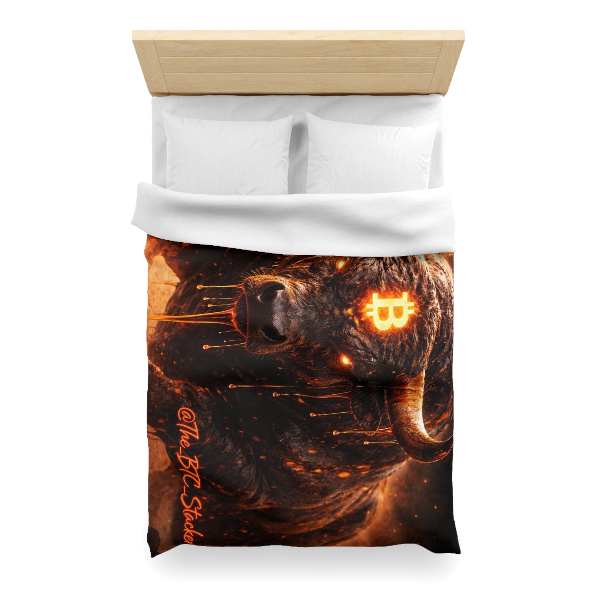 Bitcoin Bull Orange Eyes Microfiber Duvet Cover