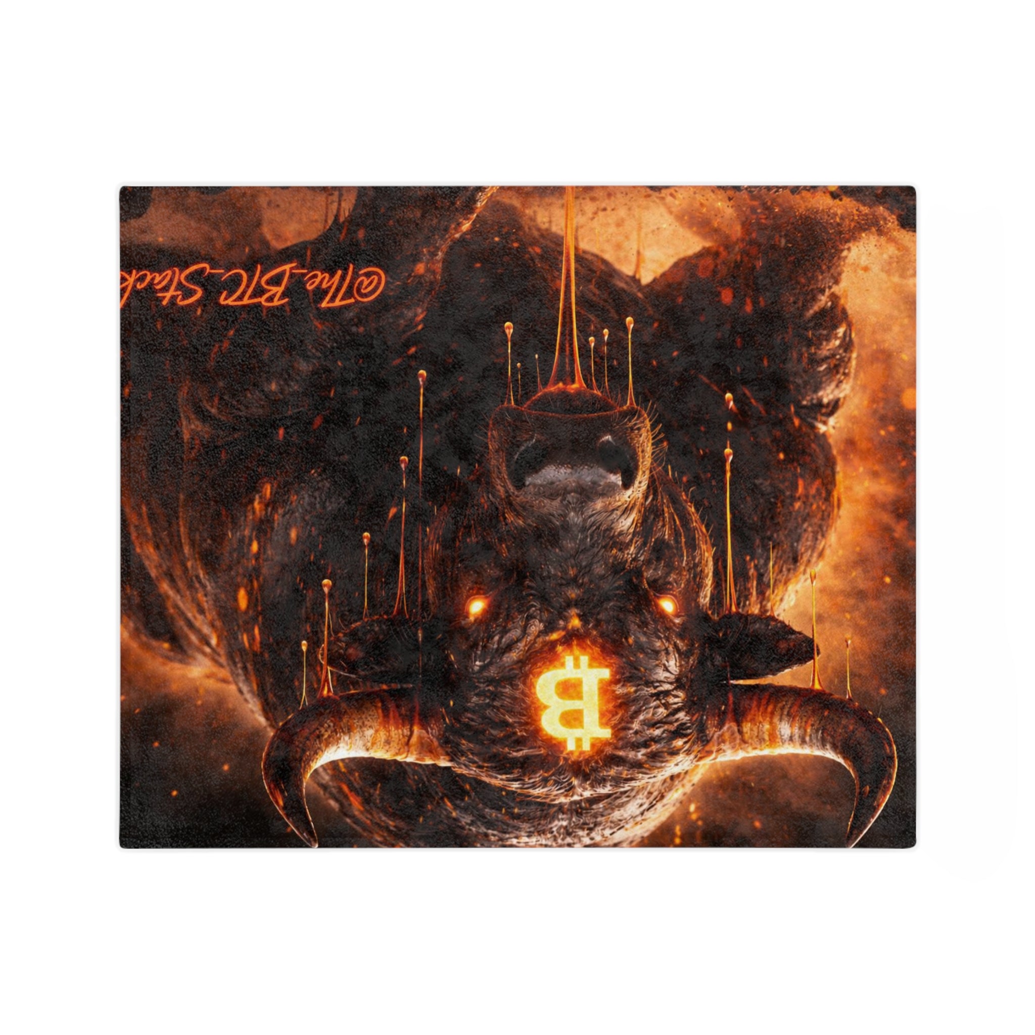 Bitcoin Bull Orange Eyes Velveteen Microfiber Blanket