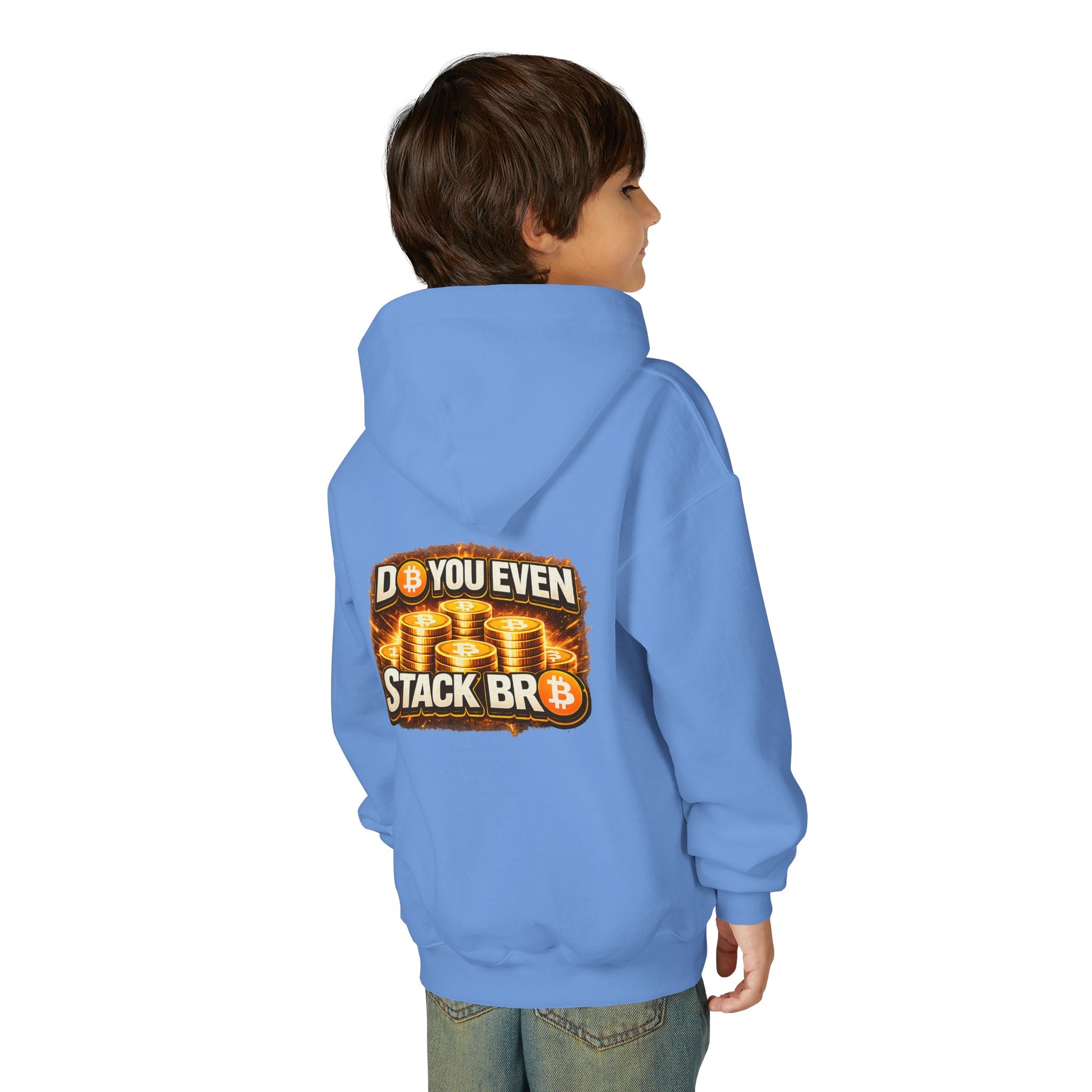 Bitcoin Logo Double Sided Youth Heavy Blend Hooded Sweatshirt