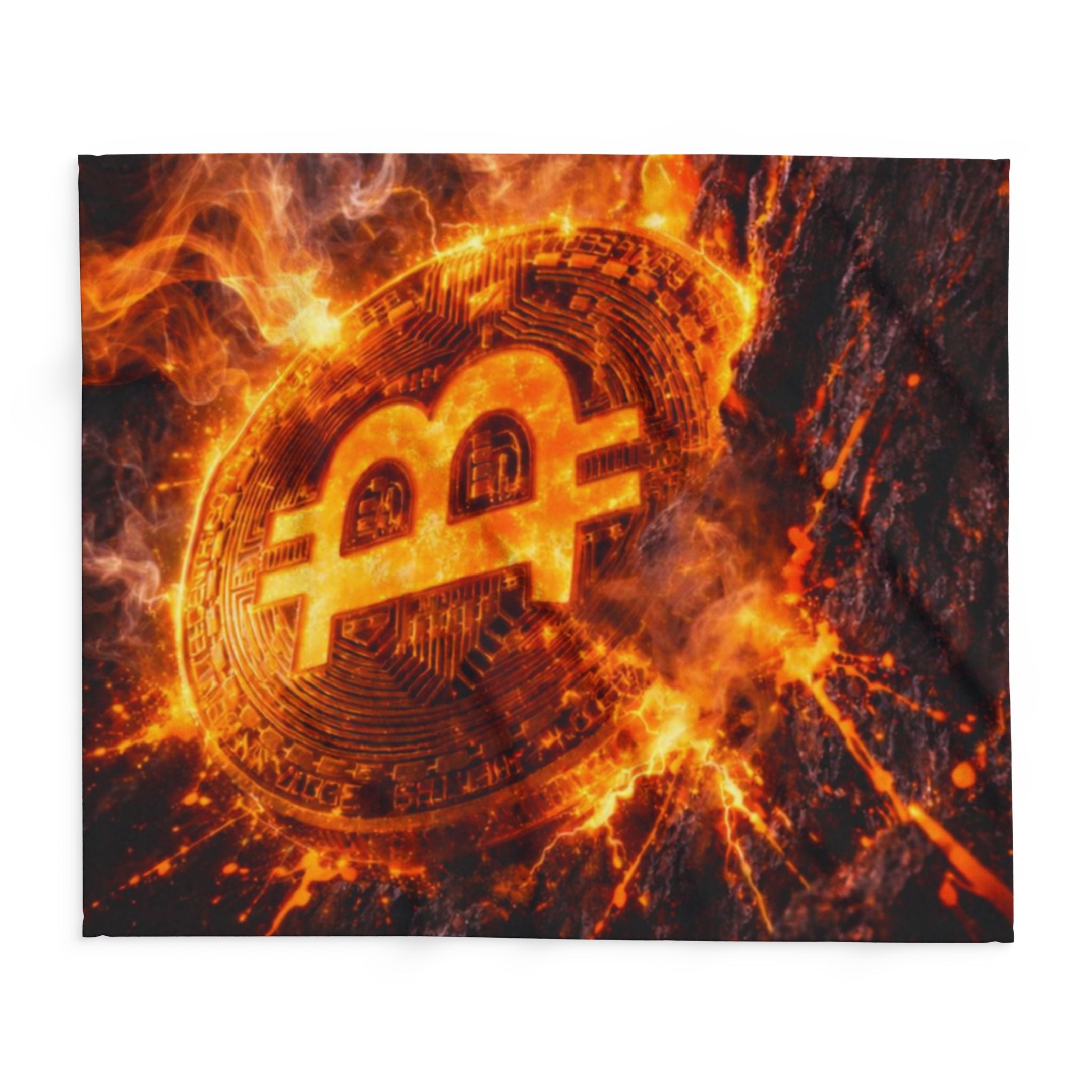 Flaming Bitcoin Arctic Fleece Blanket