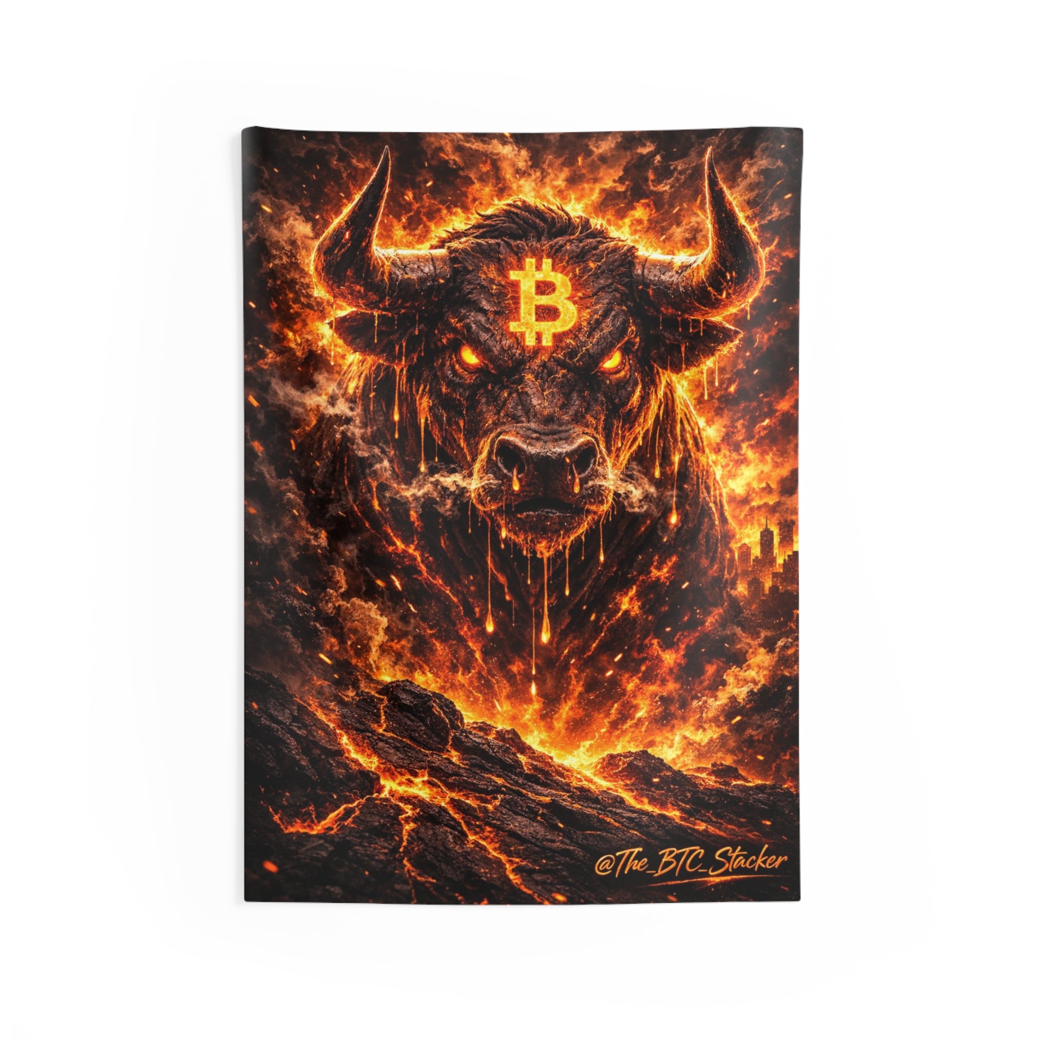Bitcoin Bull Abstract Indoor Wall Tapestries