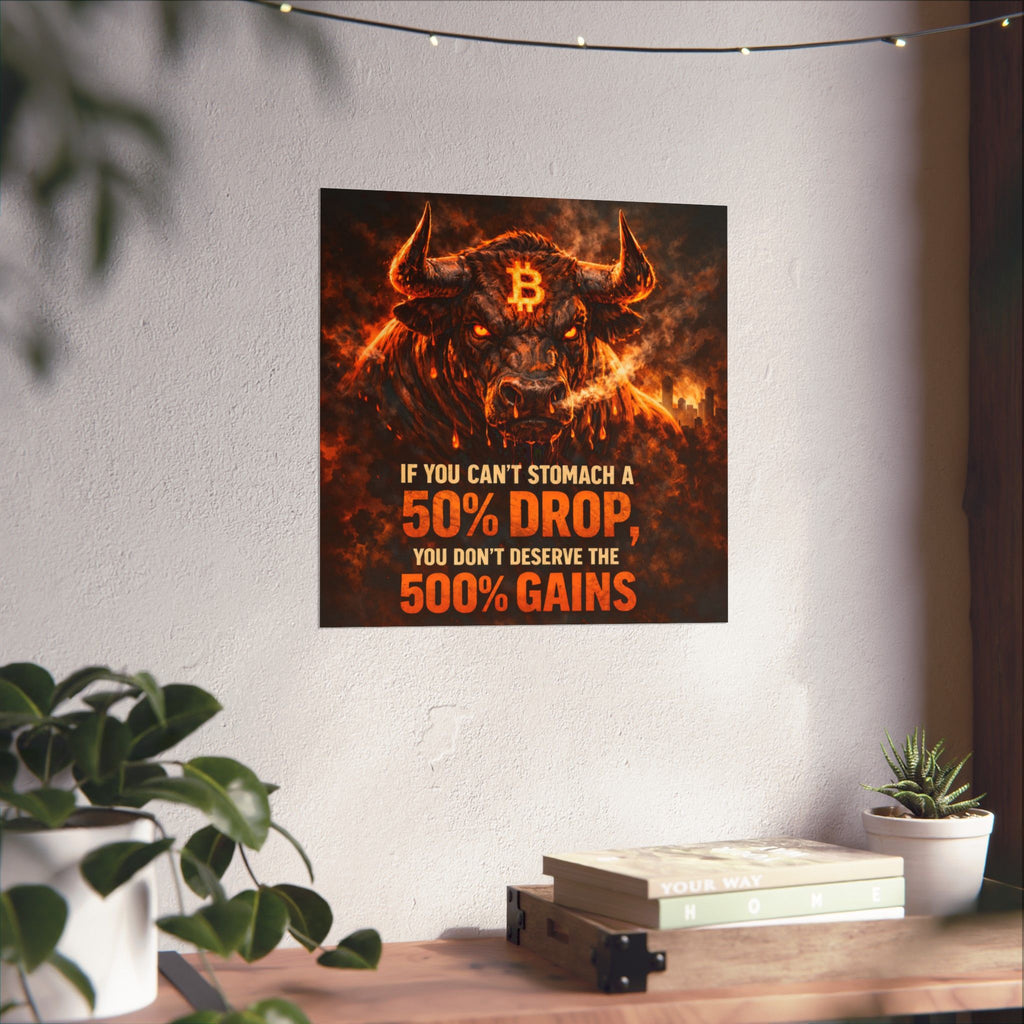 Bitcoin Bull Gains Matte Vertical Posters