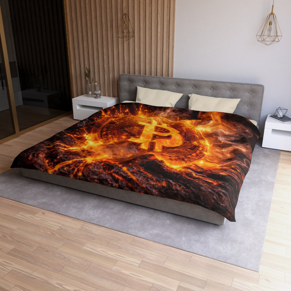 Flaming Bitcoin Microfiber Duvet Cover