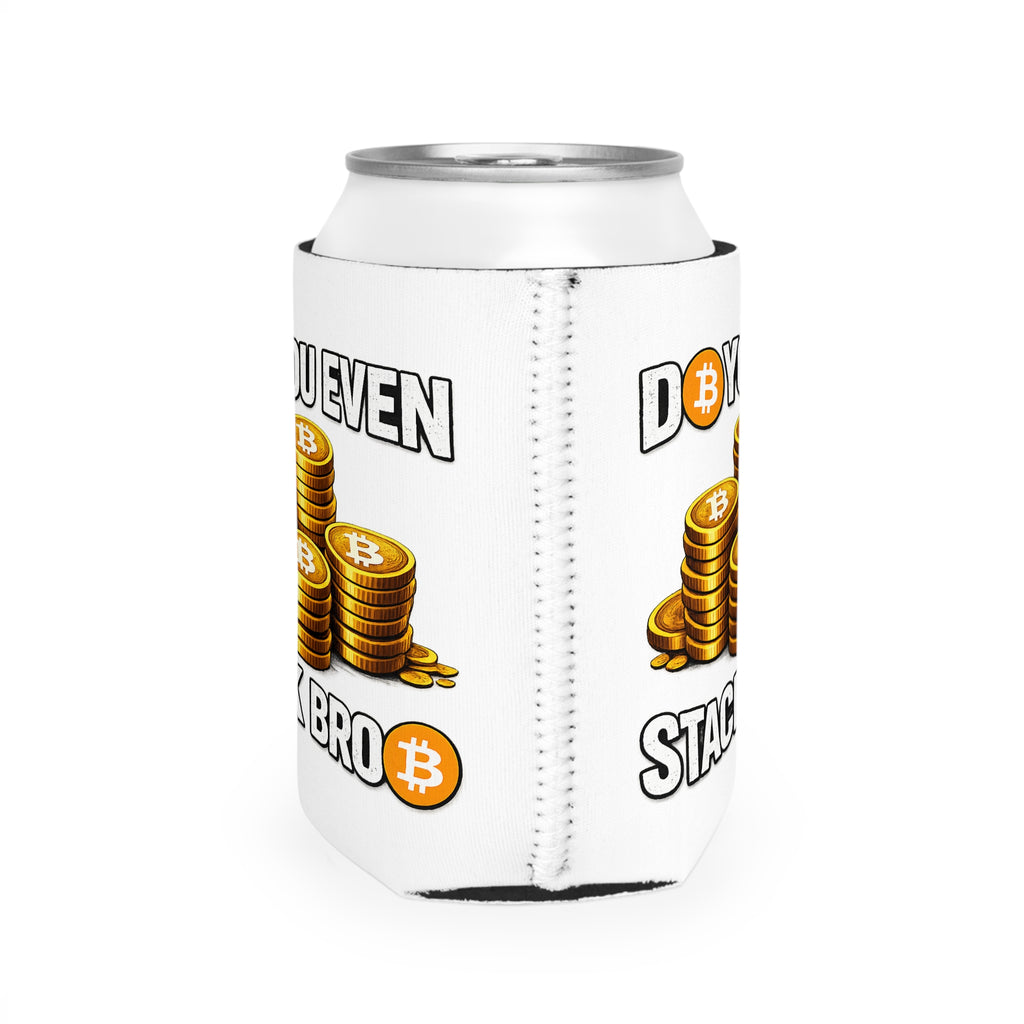 White Do You Even Stack Bro Can Cooler Sleeve