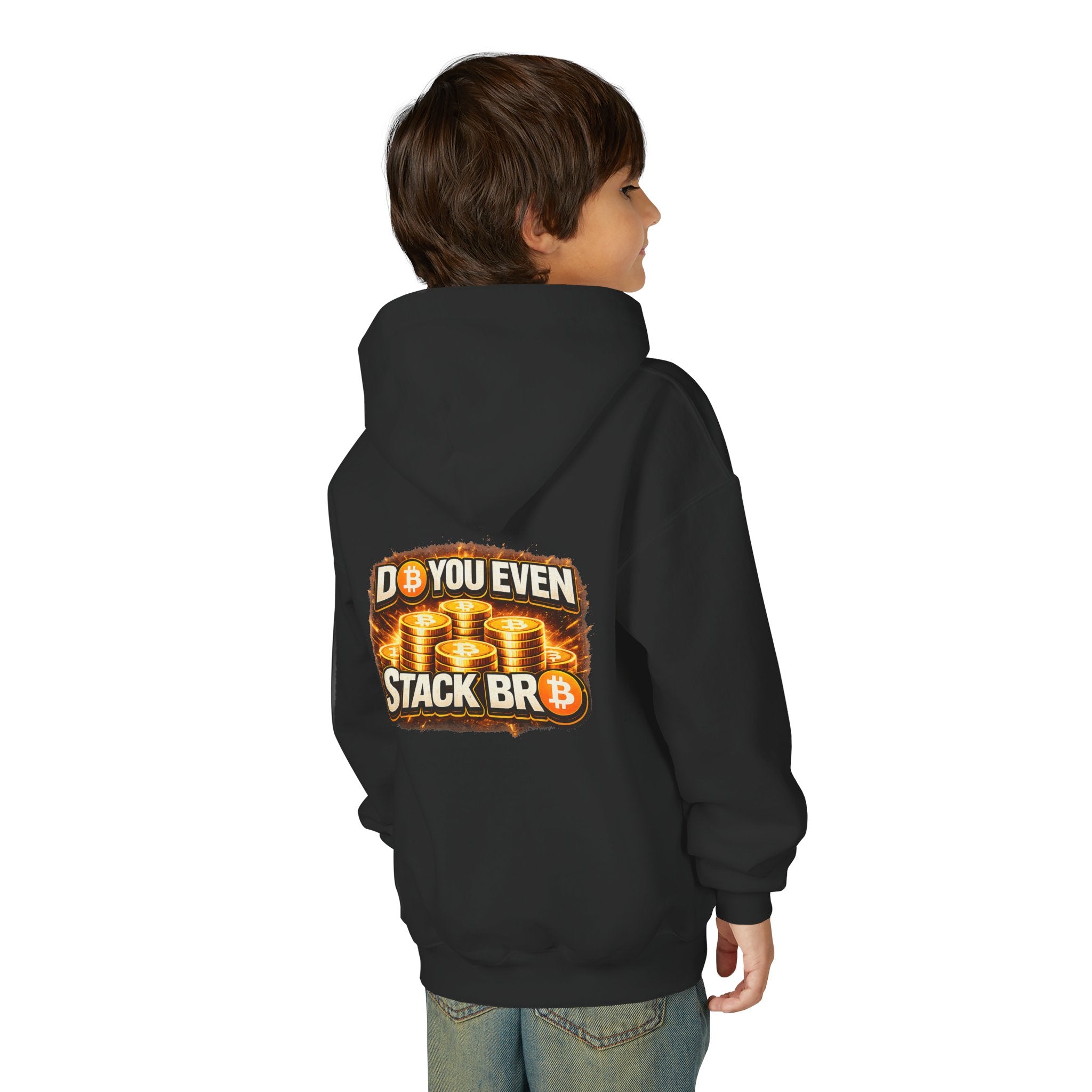 Bitcoin Logo Double Sided Youth Heavy Blend Hooded Sweatshirt