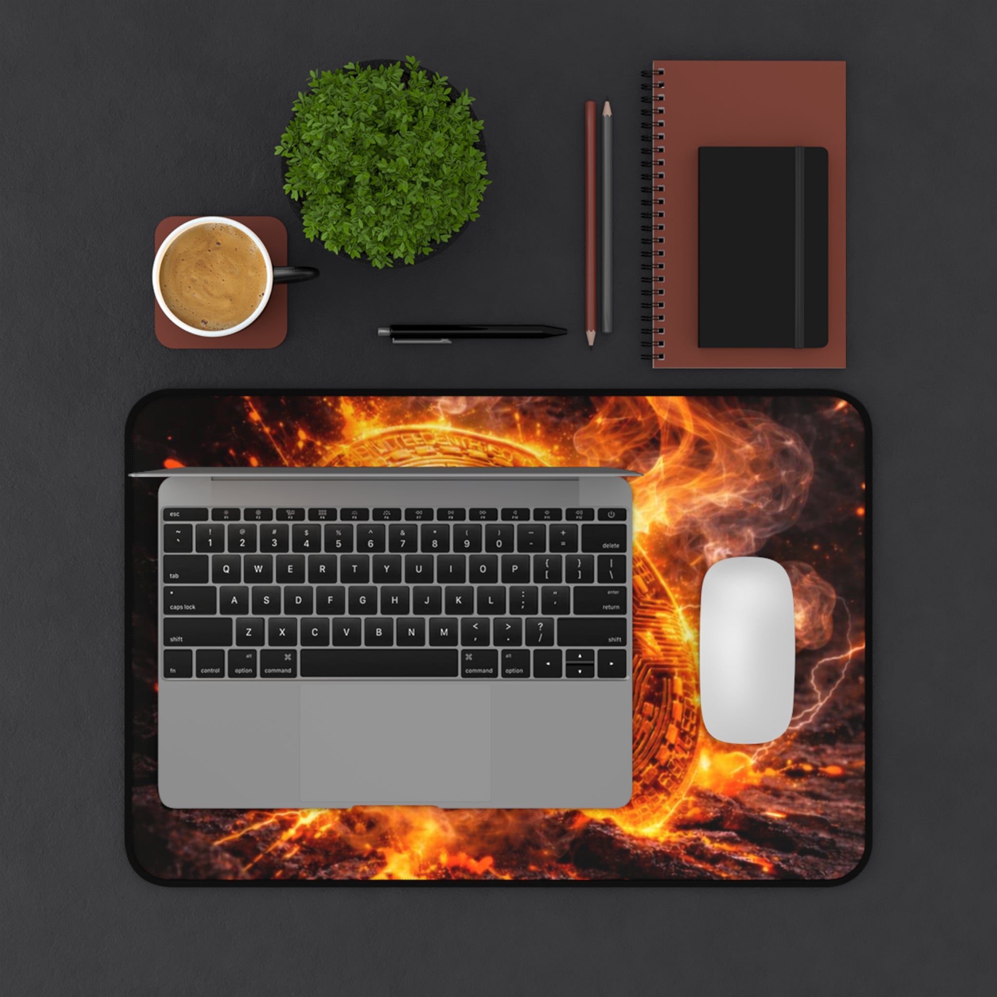 Flaming Bitcoin Desk Mat