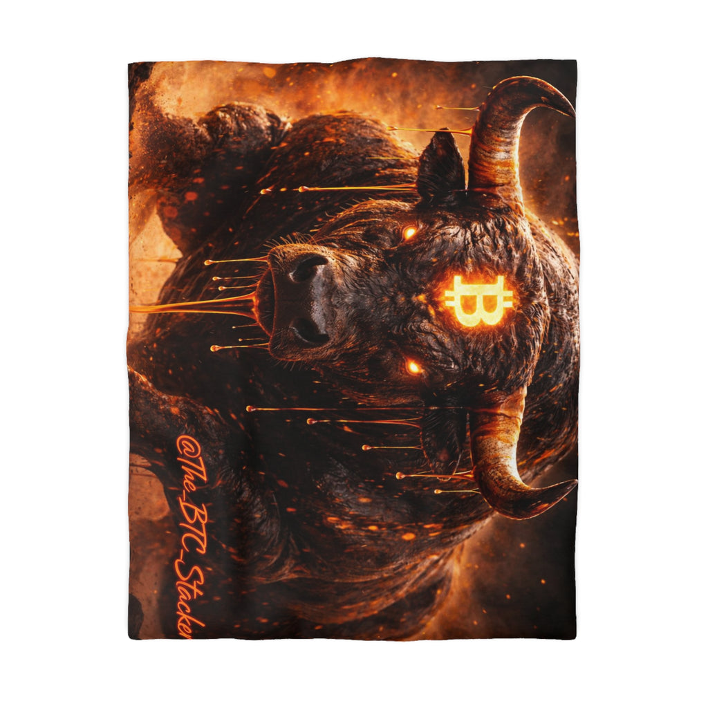 Bitcoin Bull Orange Eyes Microfiber Duvet Cover