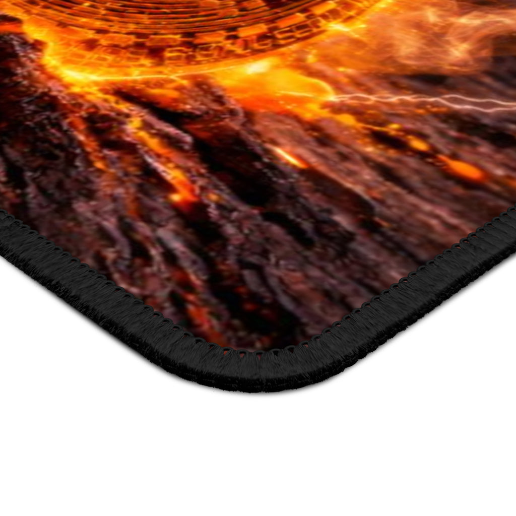 Flaming Bitcoin Gaming Mouse Pad