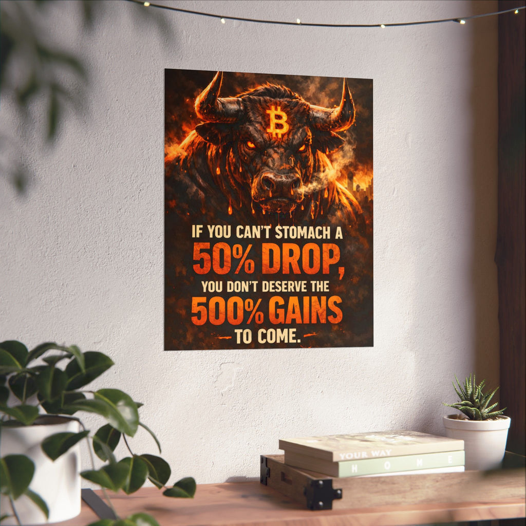 Bitcoin Bull Gains Matte Vertical Posters