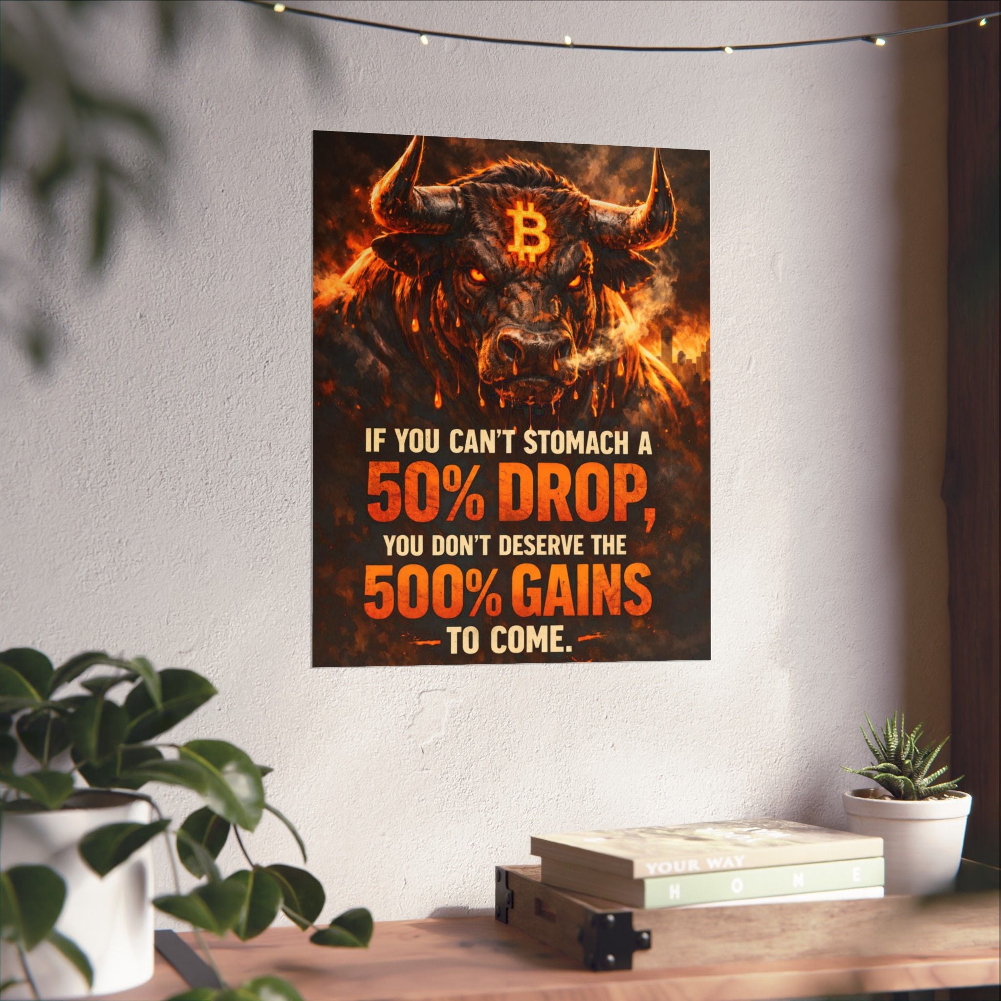 Bitcoin Bull Gains Matte Vertical Posters