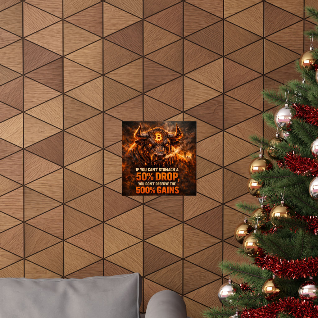 Bitcoin Bull Gains Matte Vertical Posters