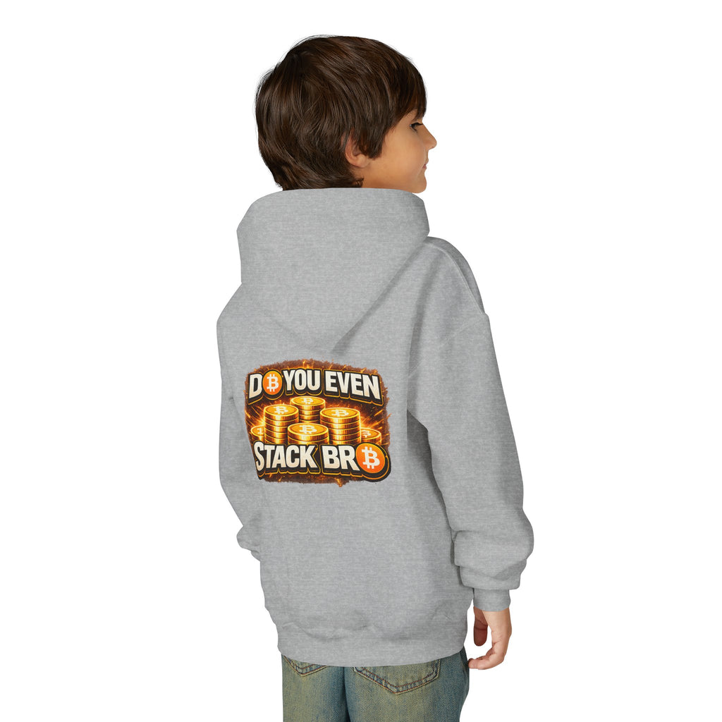Bitcoin Logo Double Sided Youth Heavy Blend Hooded Sweatshirt