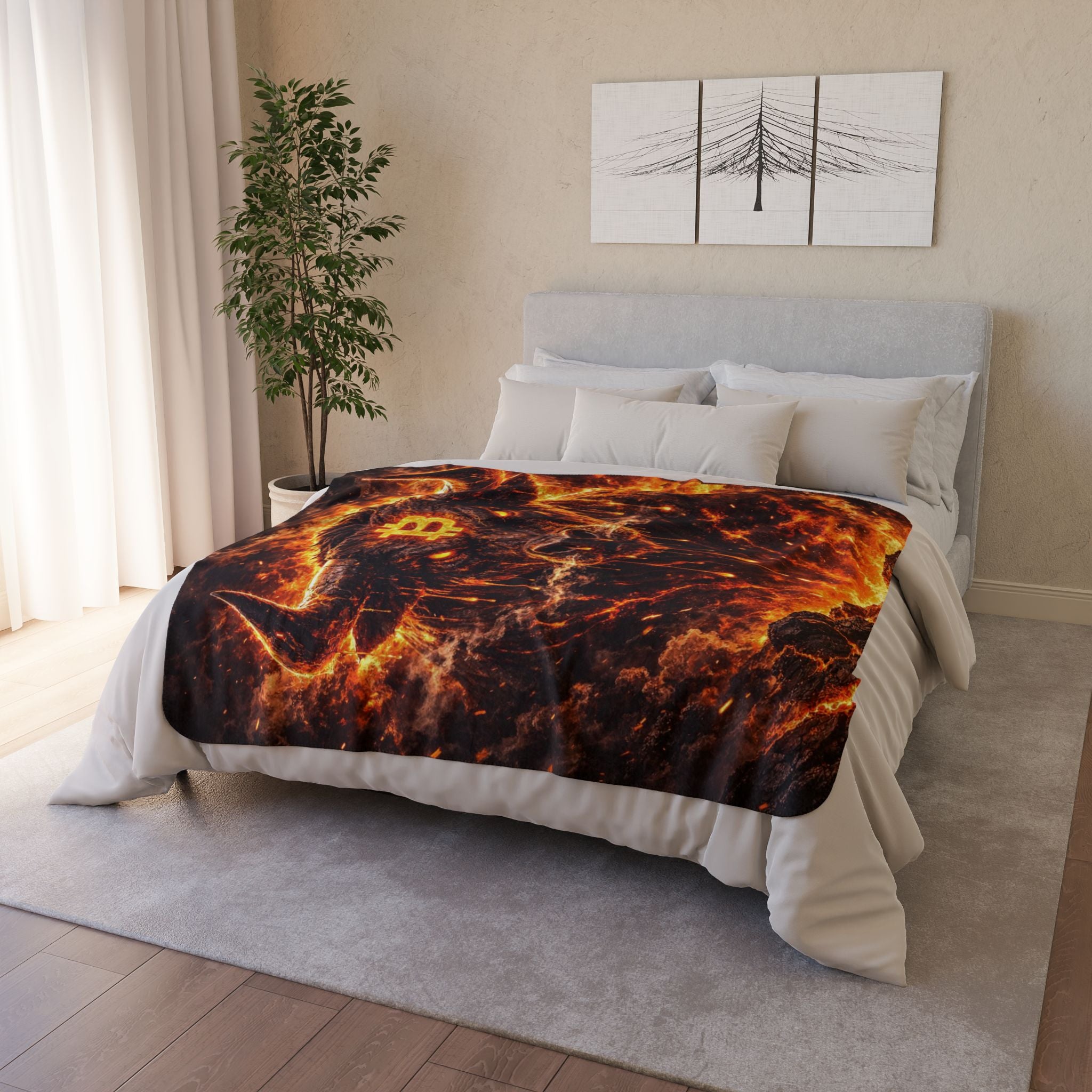 Bitcoin Bull Fleece Sherpa Blanket