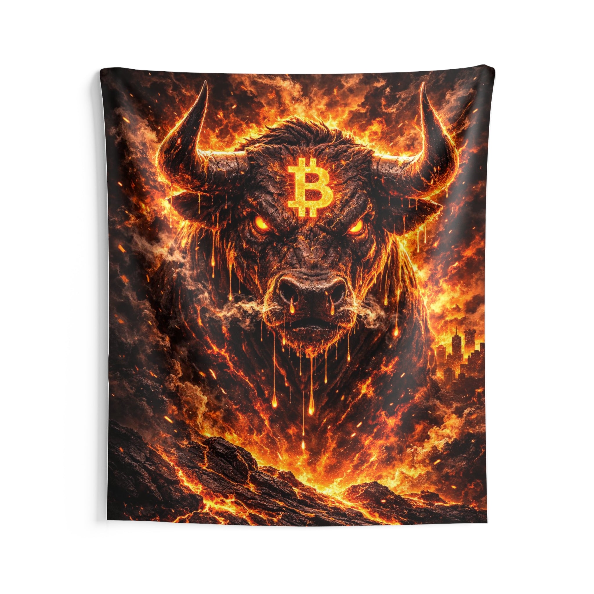 Bitcoin Bull Abstract Indoor Wall Tapestries