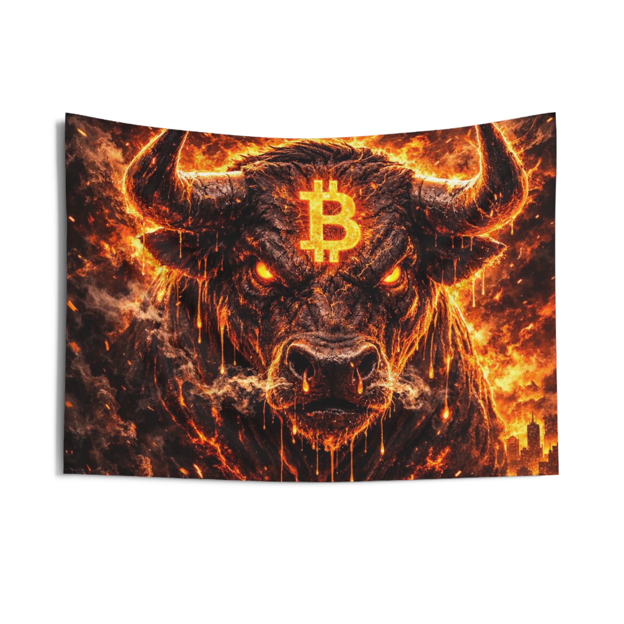 Bitcoin Bull Abstract Indoor Wall Tapestries