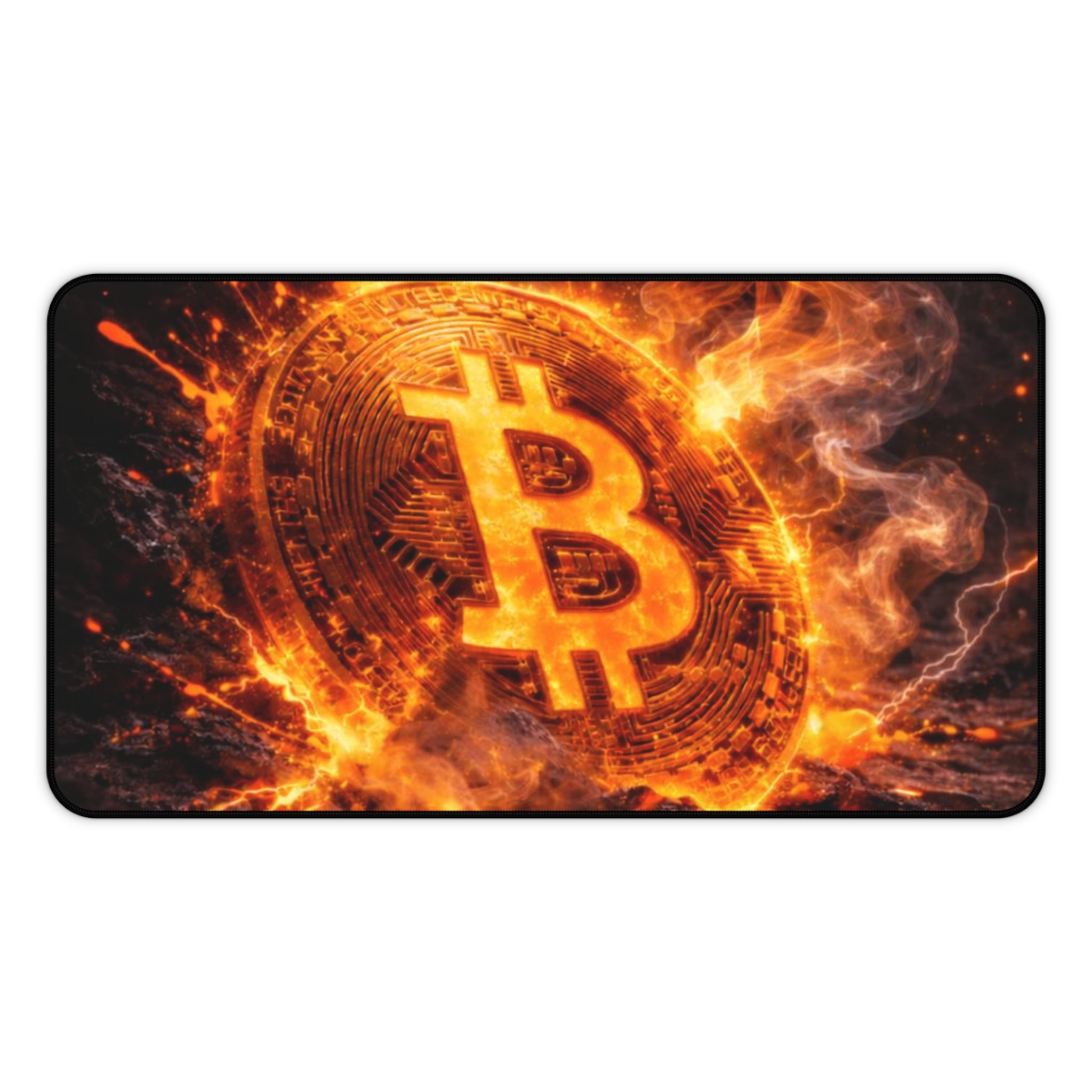 Flaming Bitcoin Desk Mat