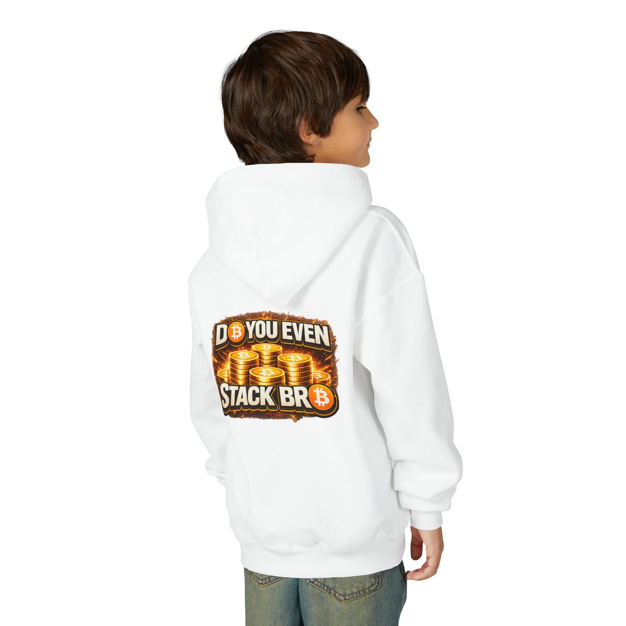 Bitcoin Logo Double Sided Youth Heavy Blend Hooded Sweatshirt