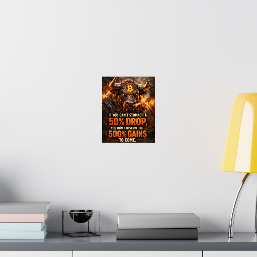 Bitcoin Bull Gains Matte Vertical Posters