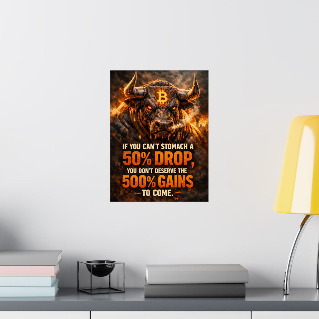 Bitcoin Bull Gains Matte Vertical Posters