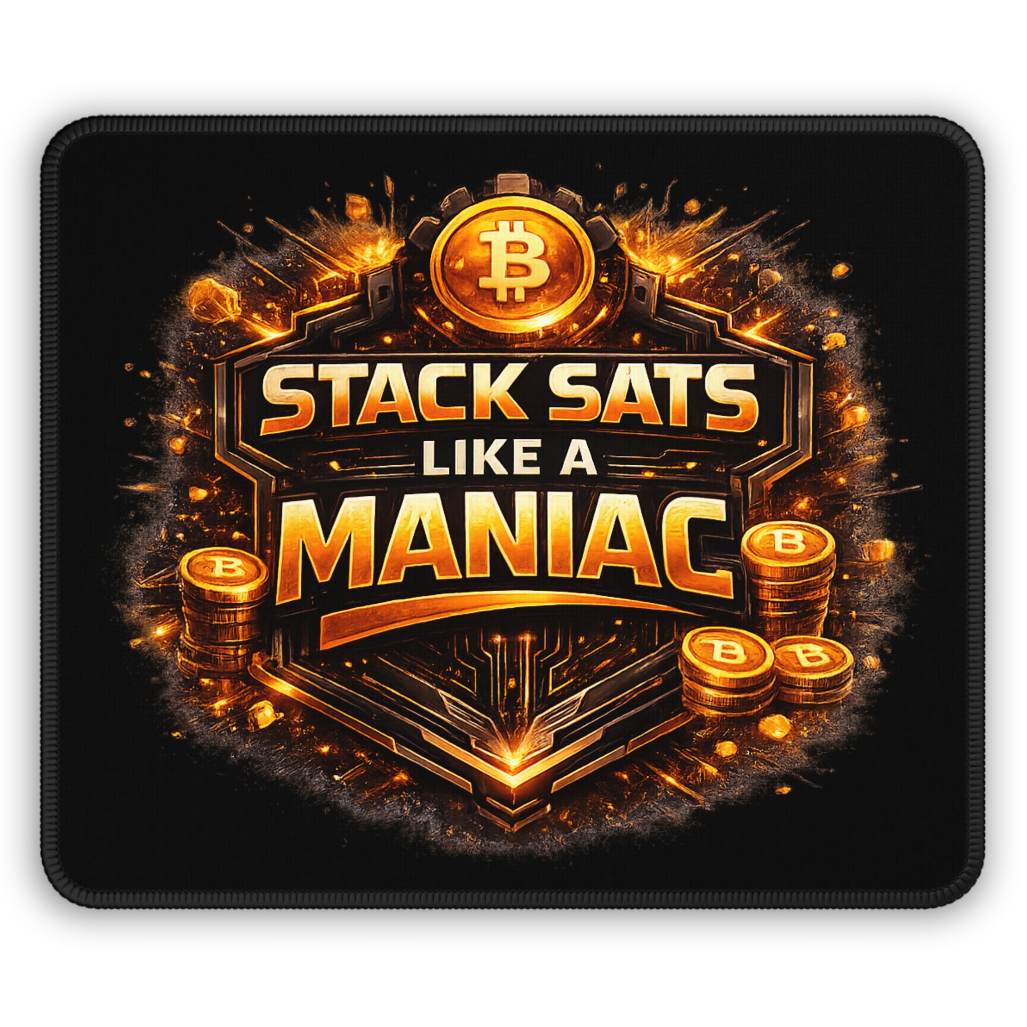 Stack Sats like a Maniac Emblem Gaming Mouse Pad