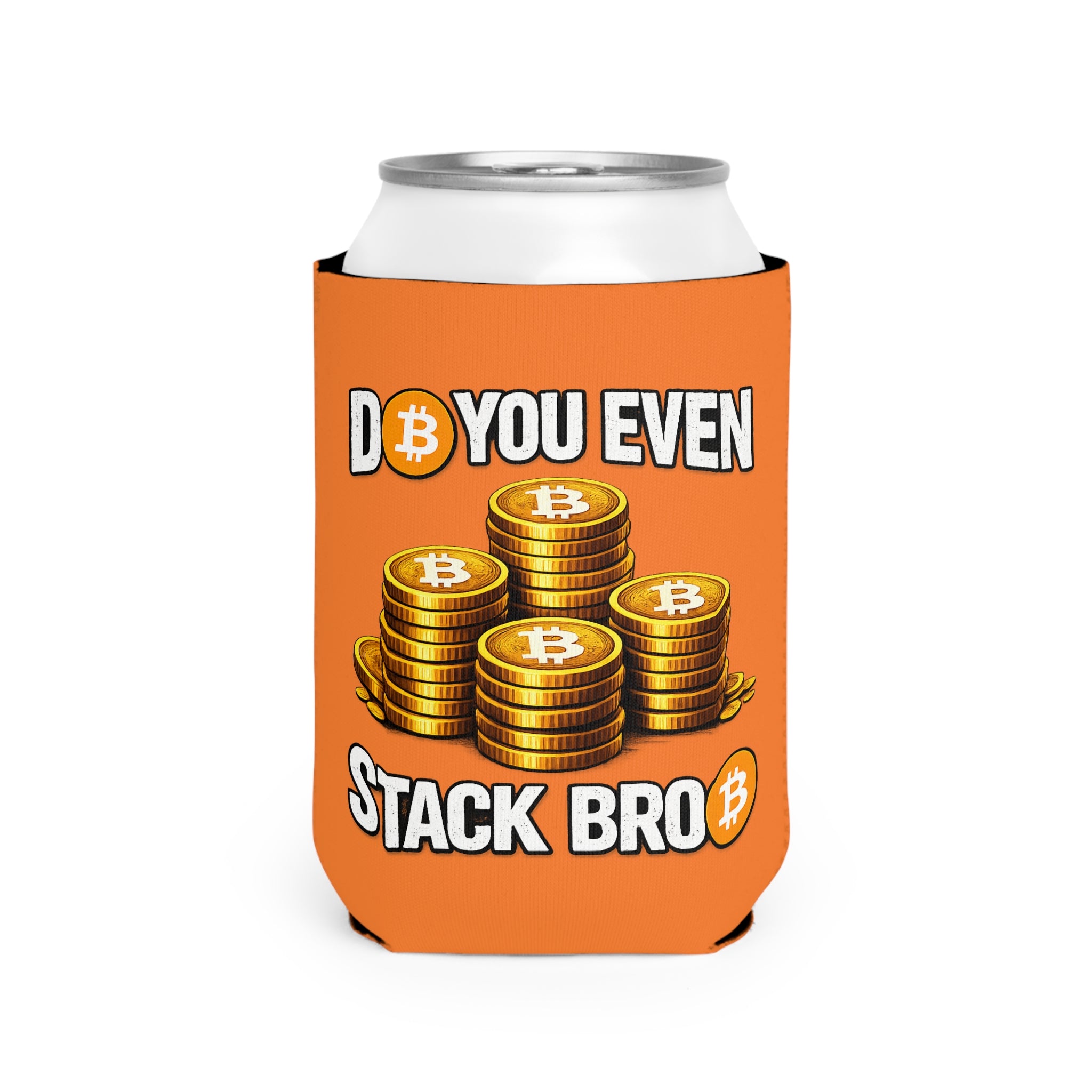 Orange Do You Even Stack Bro Can Cooler Sleeve