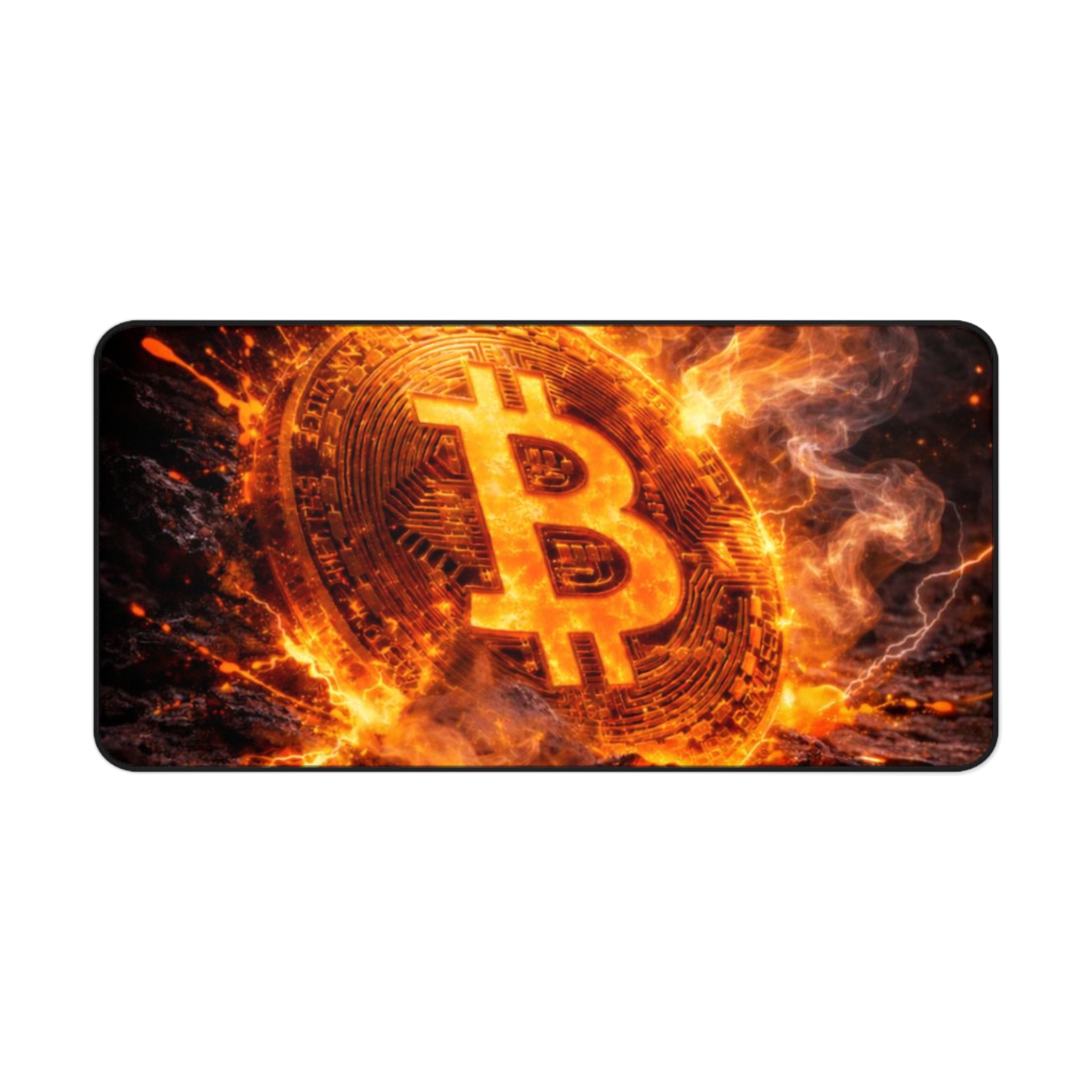 Flaming Bitcoin Desk Mat