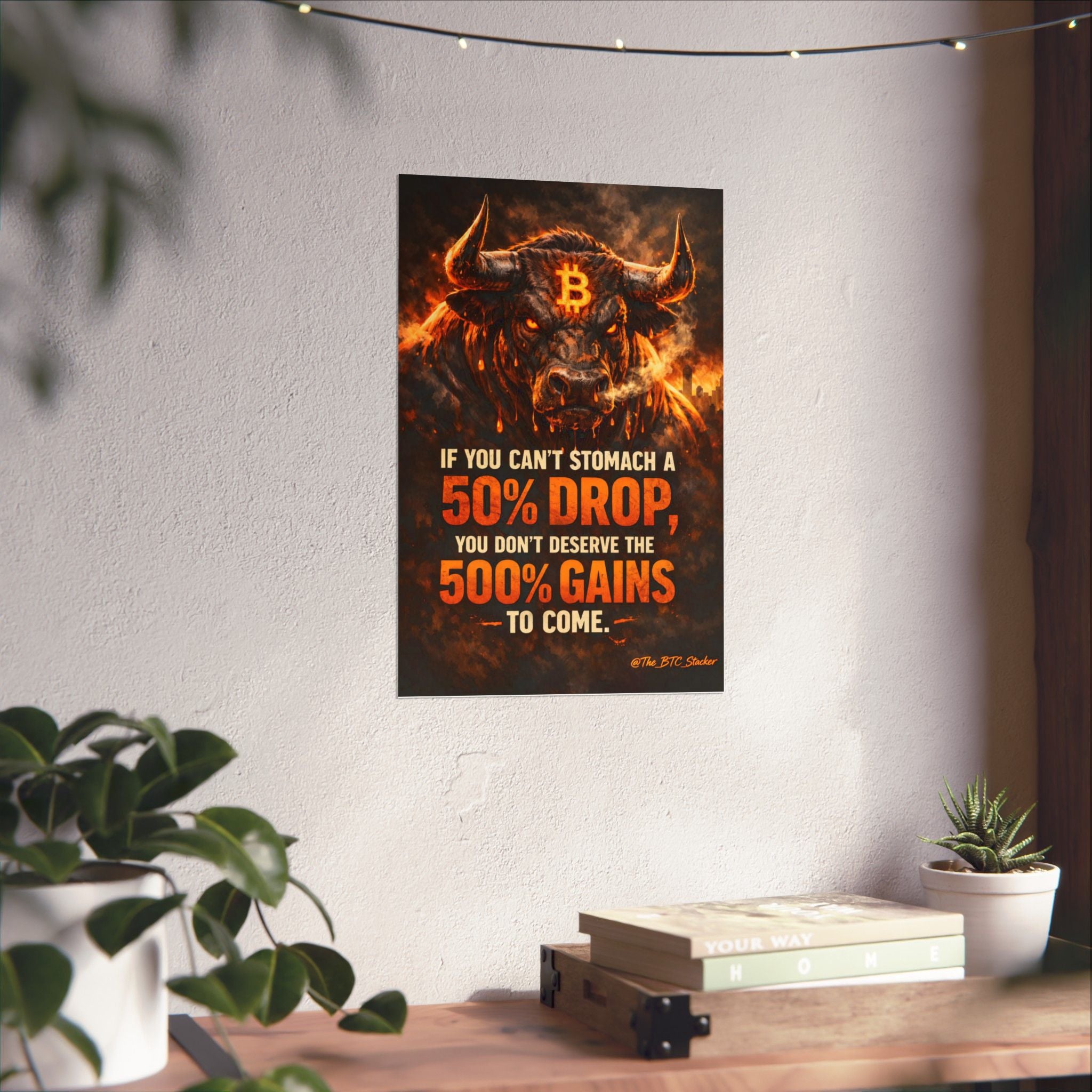 Bitcoin Bull Gains Matte Vertical Posters