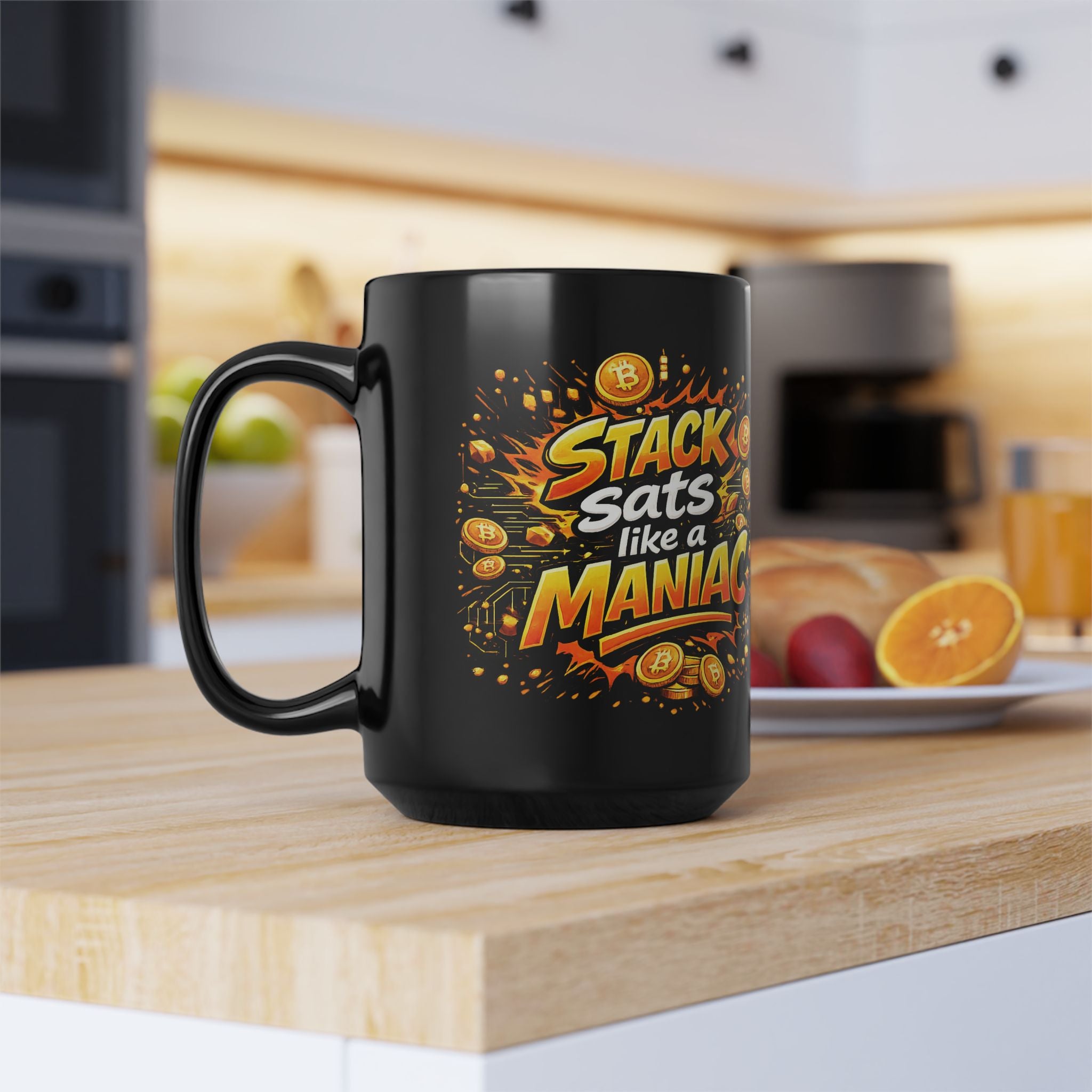 Stack Sats Abstract Black Mug (11oz, 15oz)