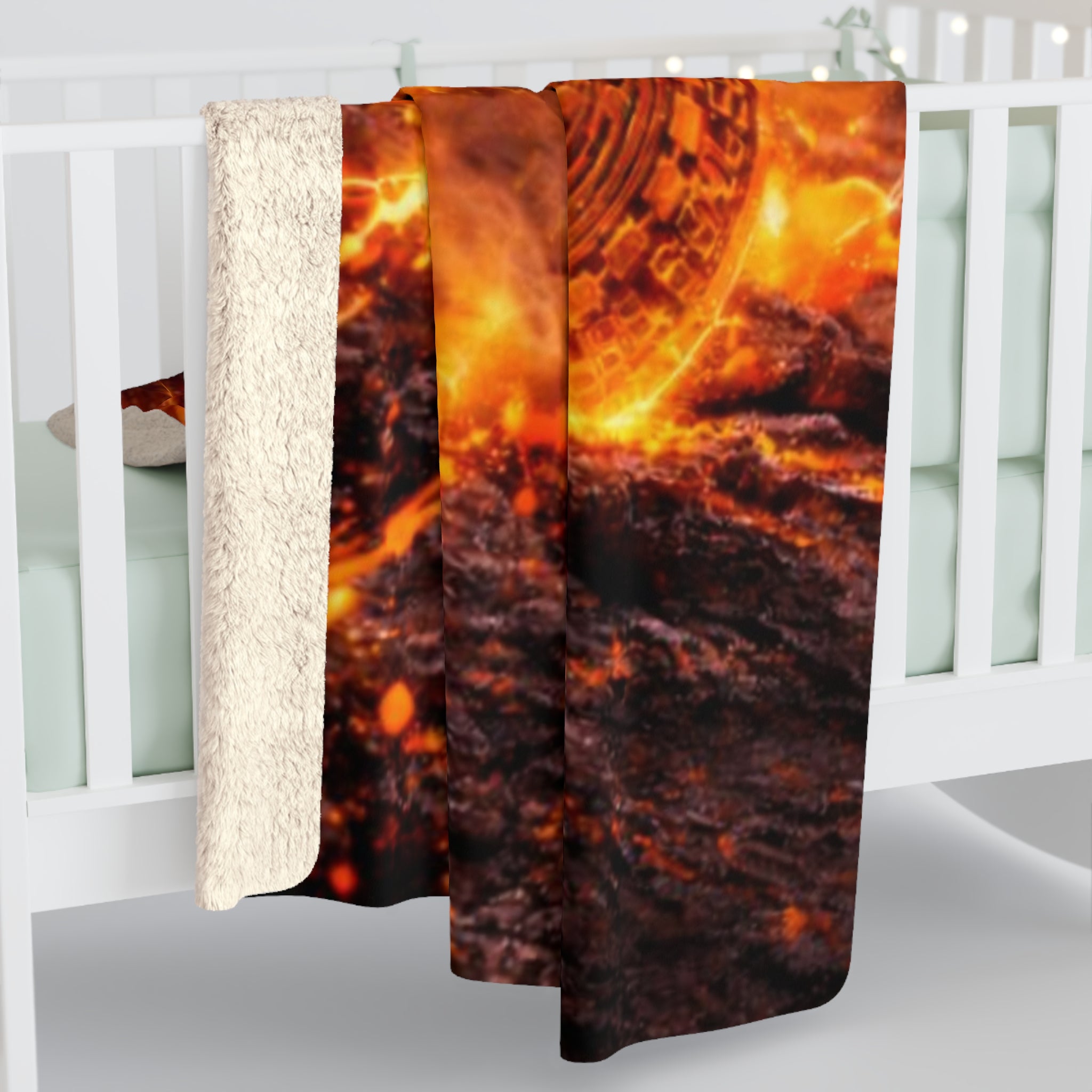 Flaming Bitcoin Sherpa Fleece Blanket