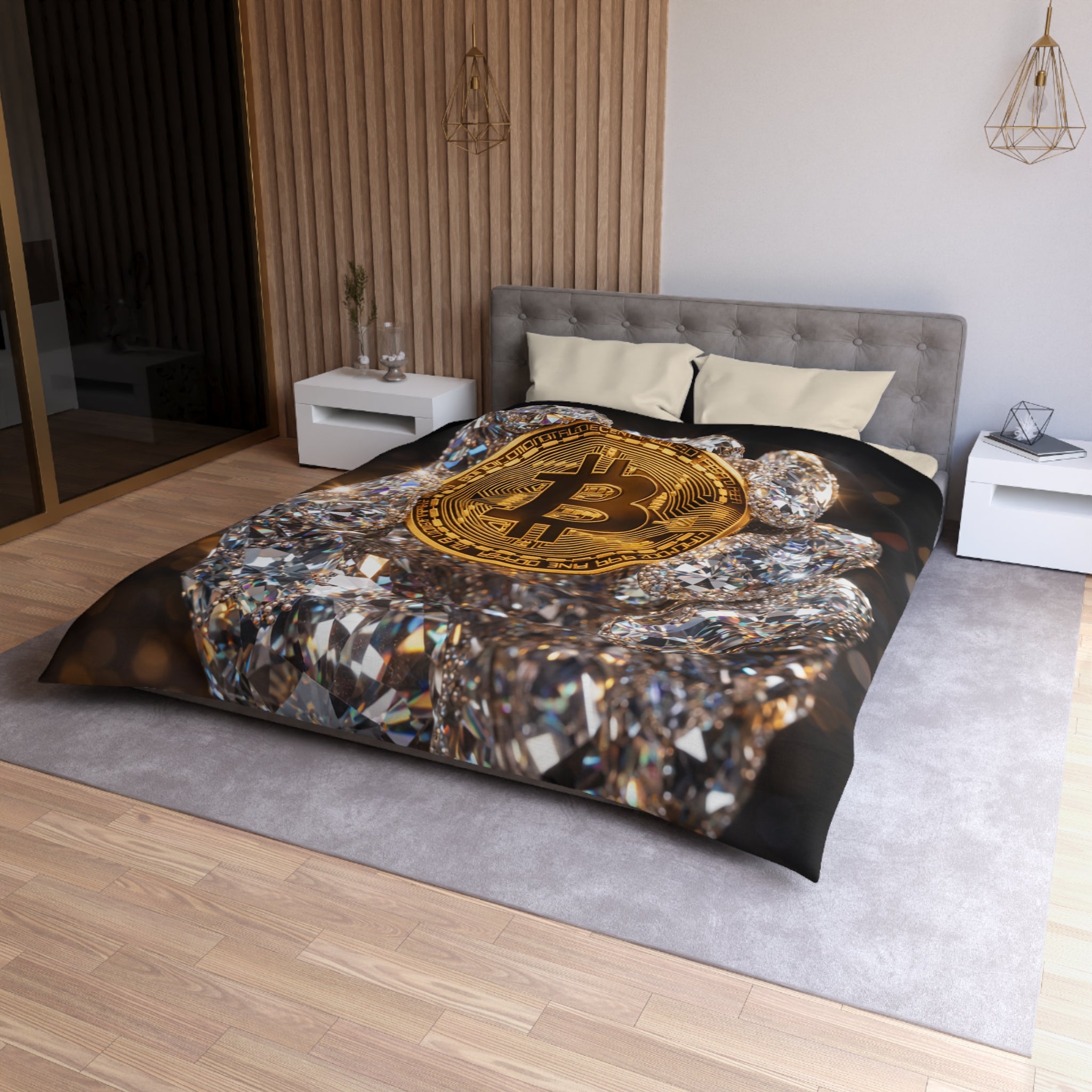 Diamond Hand Bitcoin Microfiber Duvet Cover